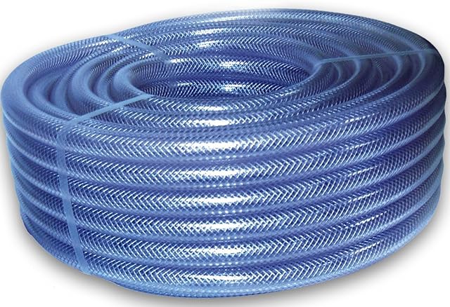 10mm (3/8") Clear Braided PVC Hose Pipe - 10m Length - Heavy Duty, Water, Airline, Compressor, Food Grade