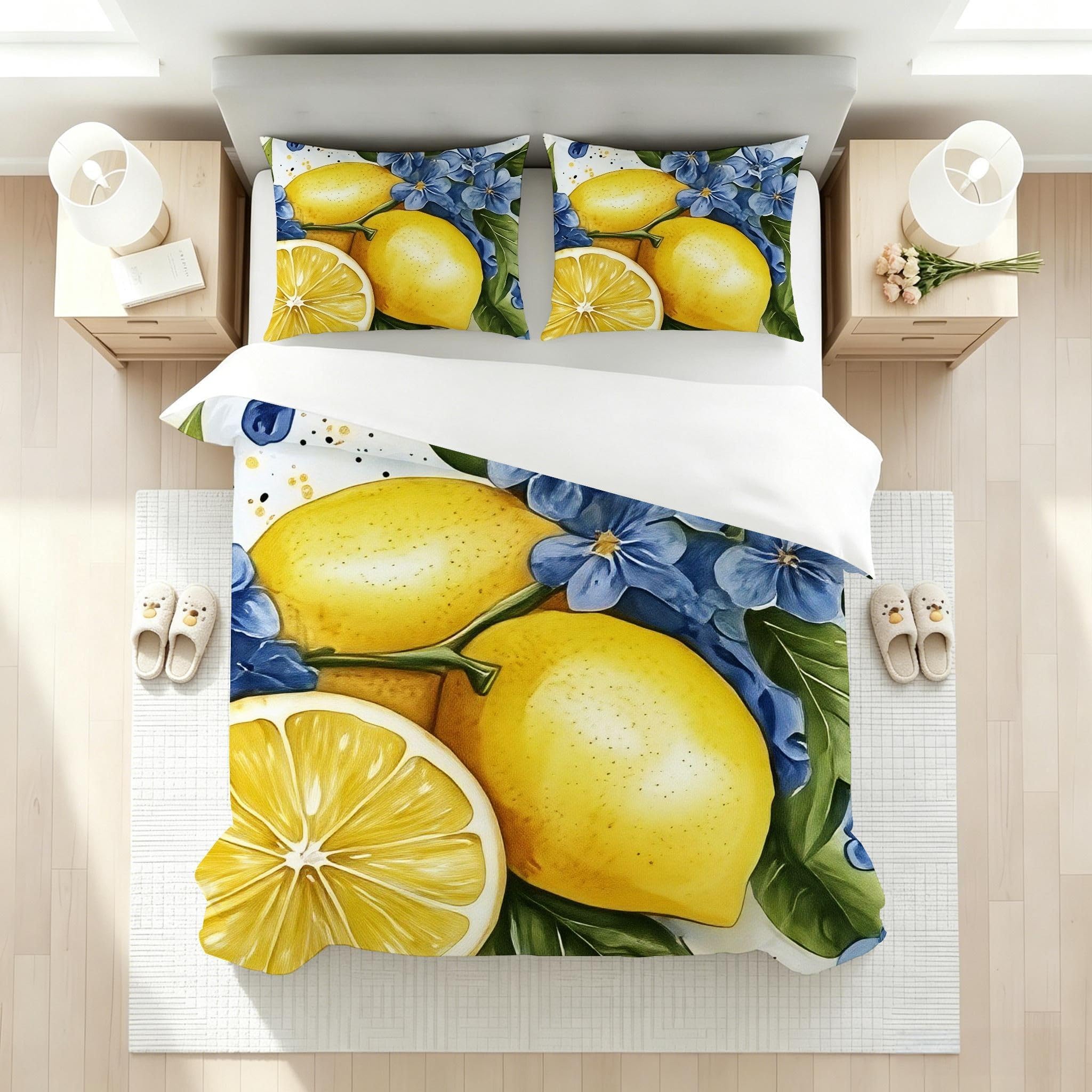 Copripiumino Matrimoniale Limone Giallo 260x240, ZQ9576