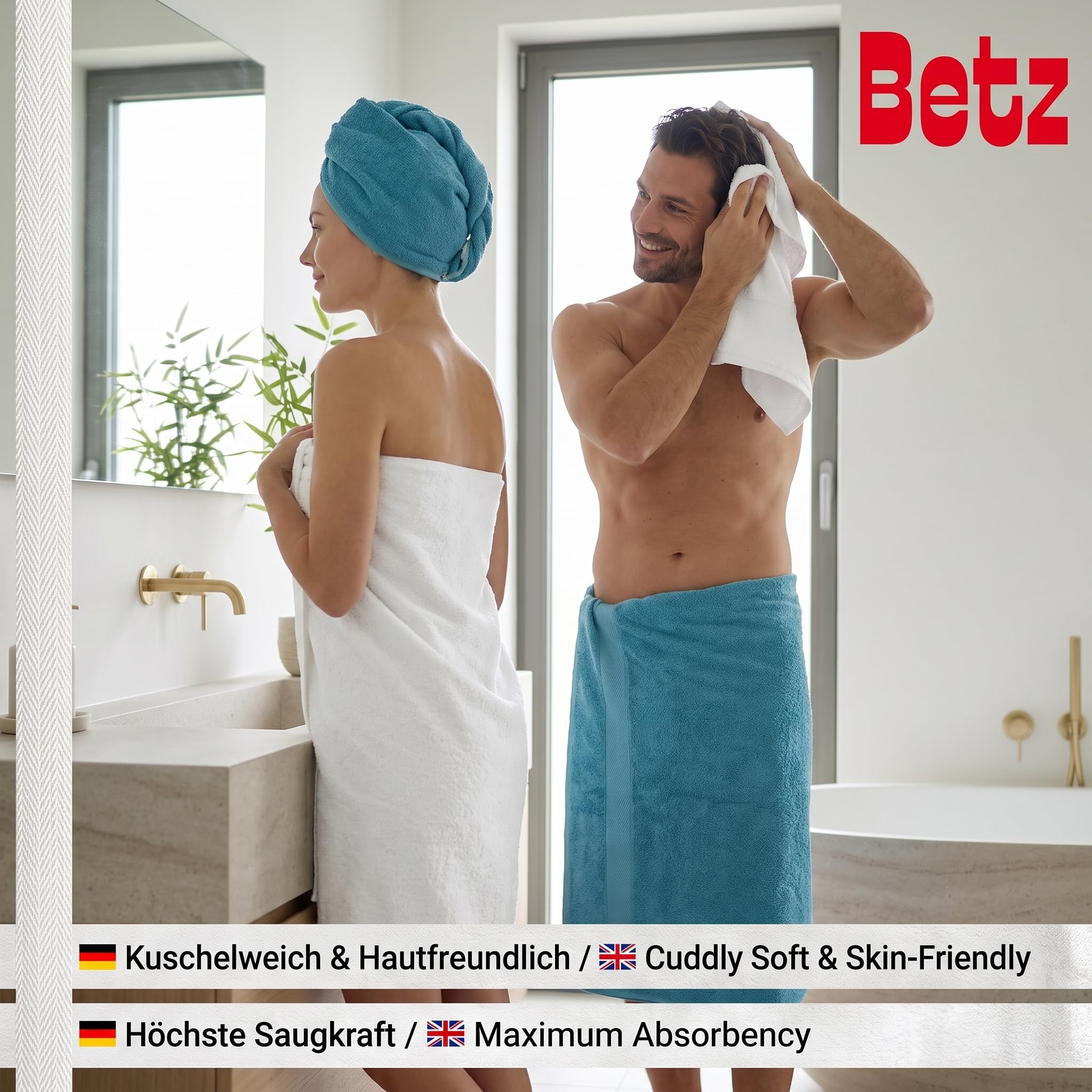 Betz 12-częściowy zestaw ręczników premium 100% bawełna 2 ręczniki kąpielowe 4 ręczniki do rąk 2 ręczniki dla gości 2 ręczniki do rąk 2 rękawice do mycia kolor biały/ocean