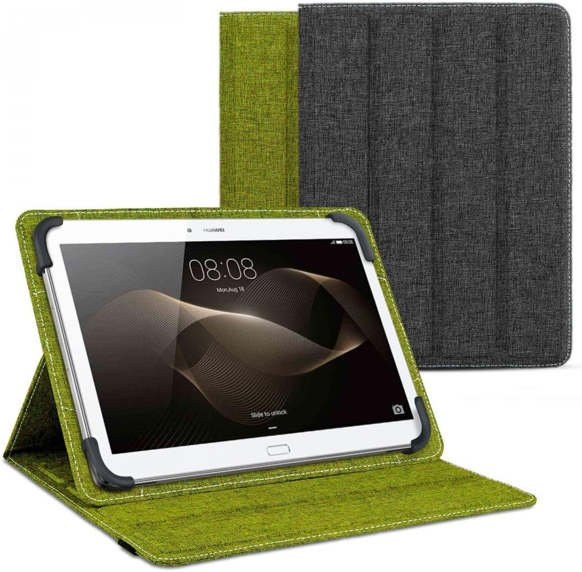 eFabrik Reversible Green on Case for Huawei MediaPad 10.1 inch Tablet Accessories Linen Reversible Design, Grey