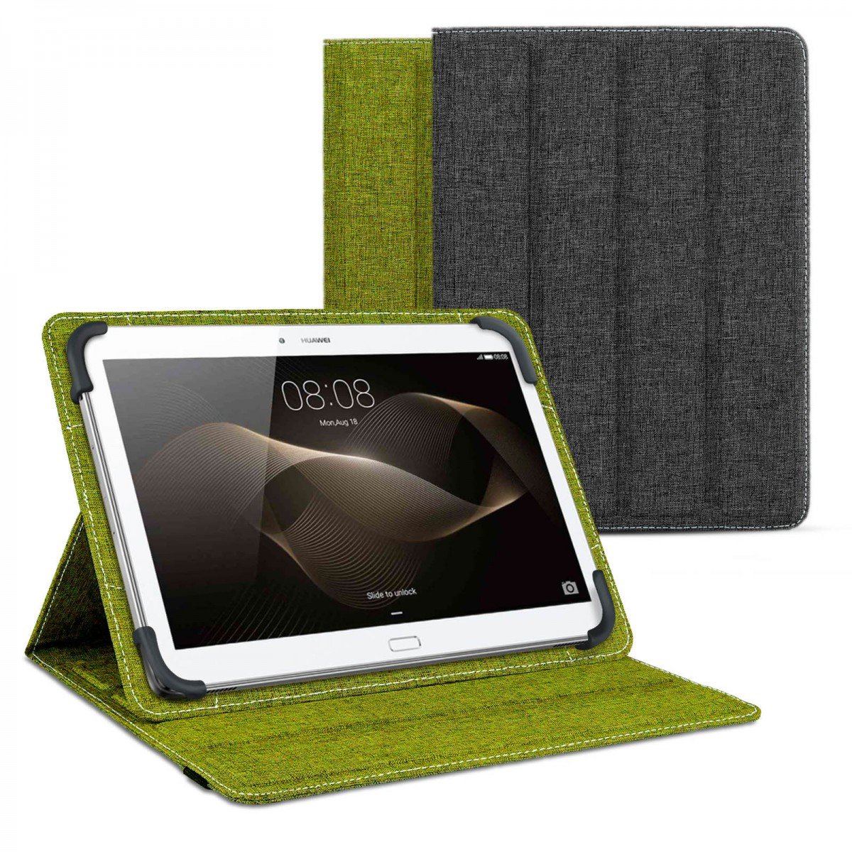 eFabrik Reversible Green on Case for Huawei MediaPad 10.1 inch Tablet Accessories Linen Reversible Design, Grey