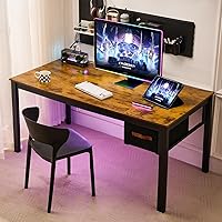 Vista 7 de Escritorio para computadora con cajón, escritorio grande de trabajo para oficina en casa de 63 pulgadas, escritorio moderno para computadora