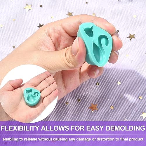 Miniatura 3 de UR URLIFEHALL 5 moldes de silicona para gatos, moldes de caramelo de chocolate, moldes de silicona de grado alimenticio para chocolate, gelatina,