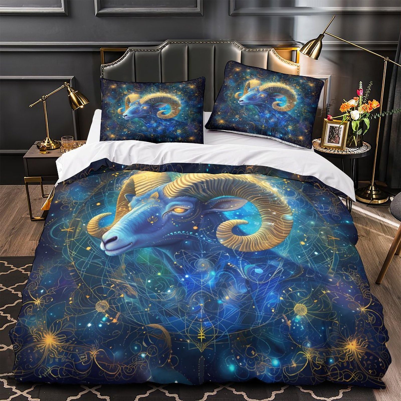 Linge de lit Bélier 140x200cm : transformez la chambre de votre ado avec ce décor astrologique 3D
