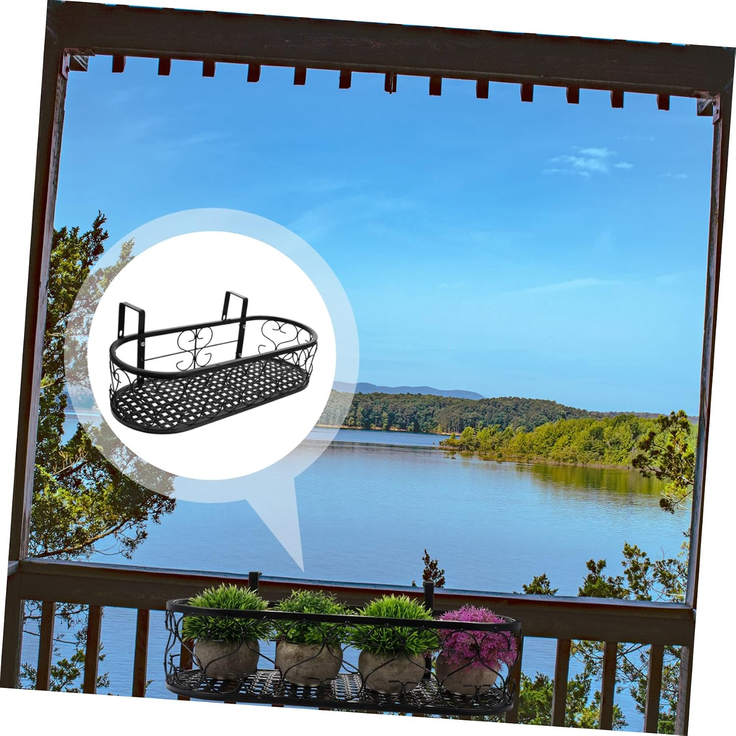 Hanging Flower Stand Plant Hanger Bracket Wall Plant Holder Railing Planter Outdoor Stands Flowerpot Rack