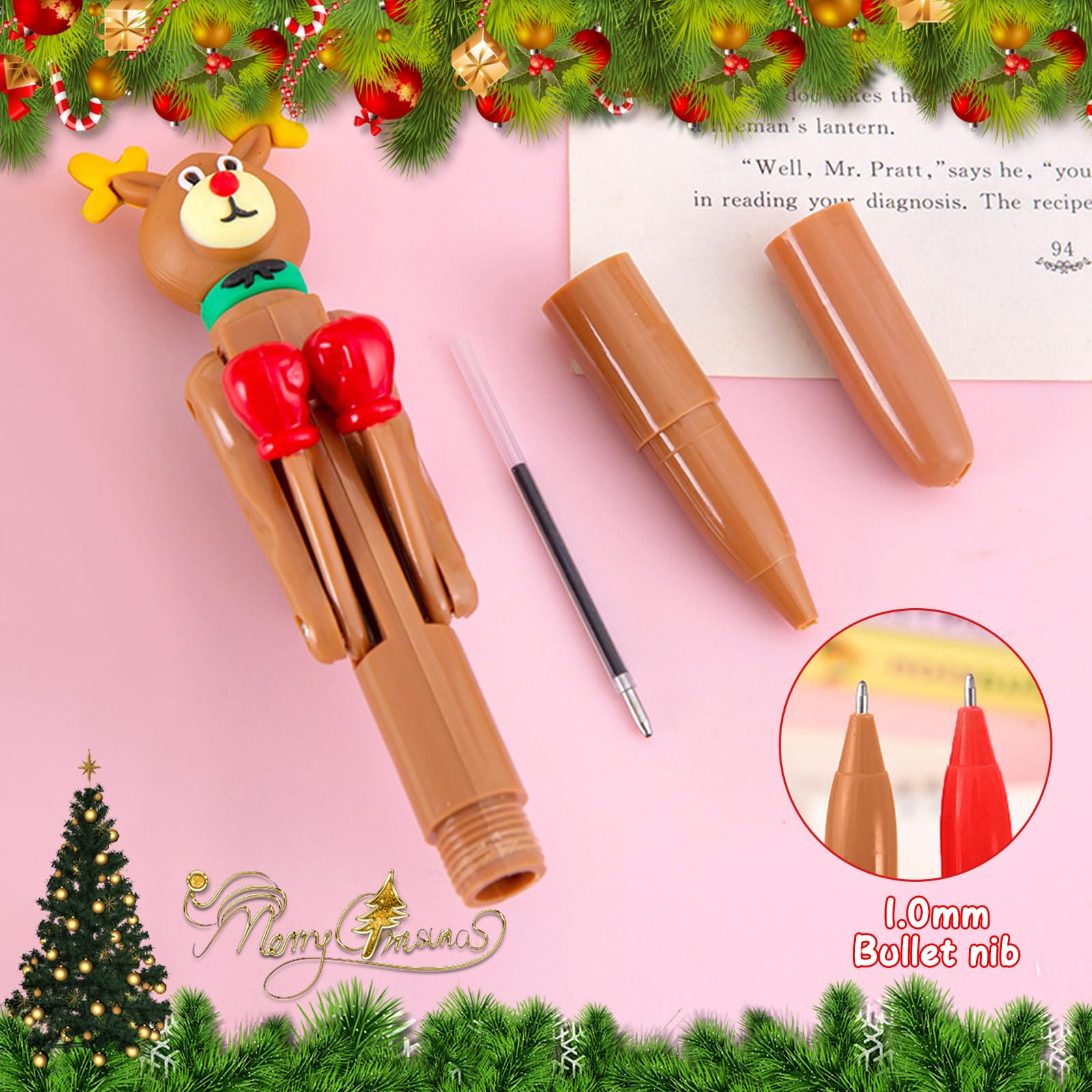 THE TWIDDLERS - 50 Matite Natalizie con Gomme - Pupazzo di Neve, Calza, Babbo Natale, Renne