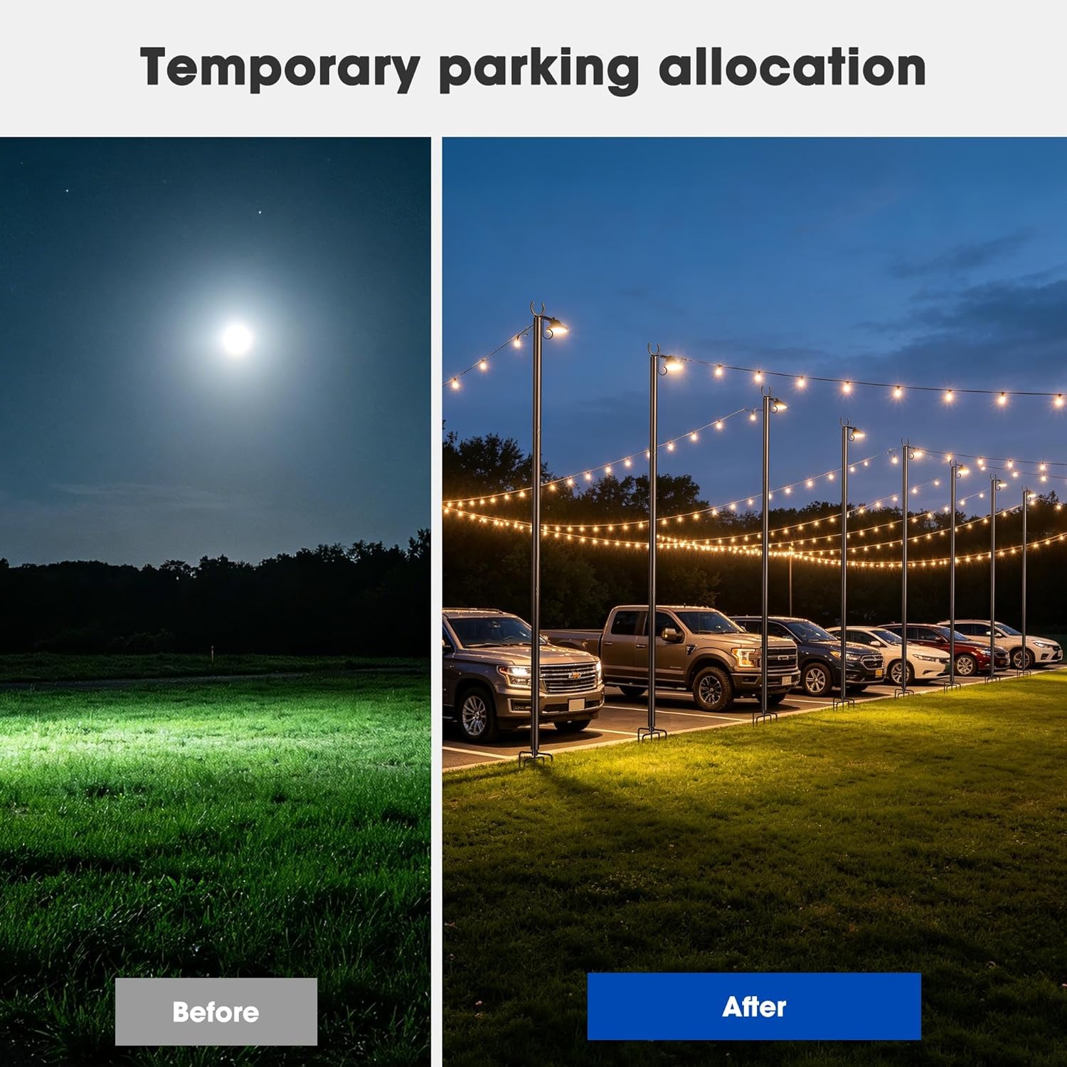 Yescom 10 Ft String Light Pole Outdoor Metal Pole Aluminum with Side Hooks Patio Backyard Party 4 Pack