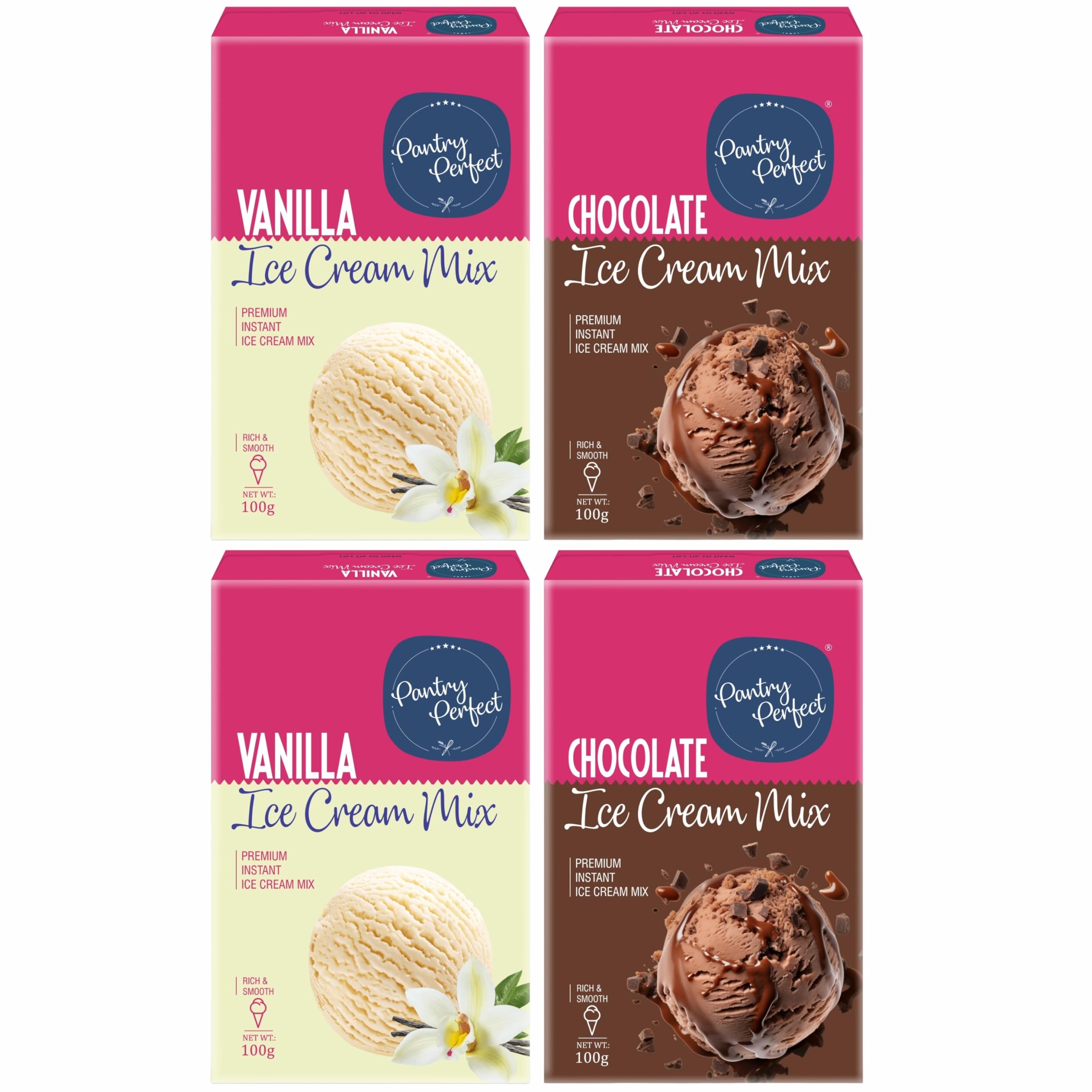 Pantry Perfect Vanilla & Chocolate Ice Cream Mix - Pack of 4 (Each 100g) I Quick, Easy and Delicious Summer Treat Ready Mix, No Preservatives, No Hassle I Rich & Smooth I Easy to Prepare-image-26