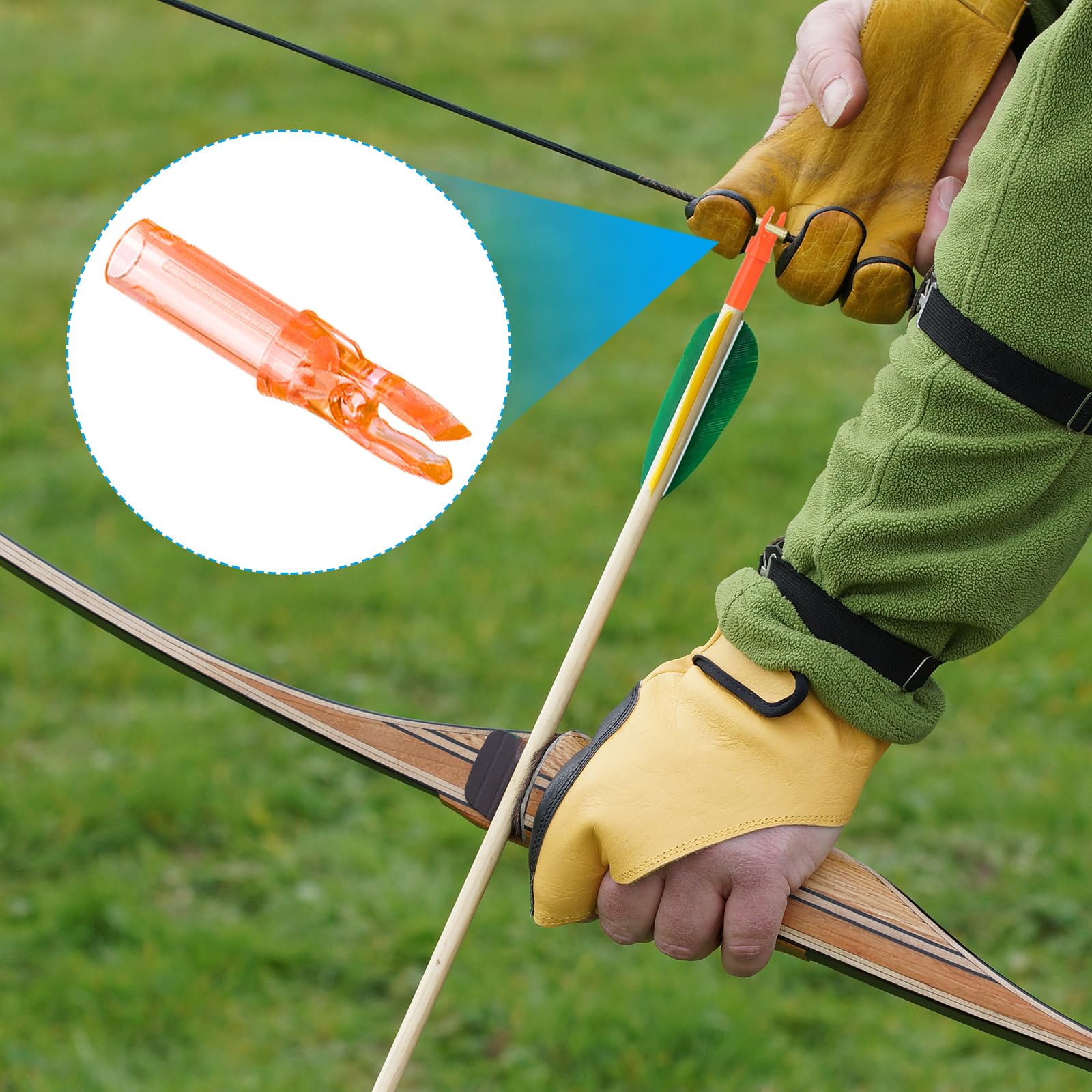 QUARKZMAN Encoches De Flèches en Plastique Inserts pour Flèches en Carbone .244"/6.2mm pour Arc À Poulies Et Arc Classique Chasse Tir DIY (Orange Transparent, Lot de 30)