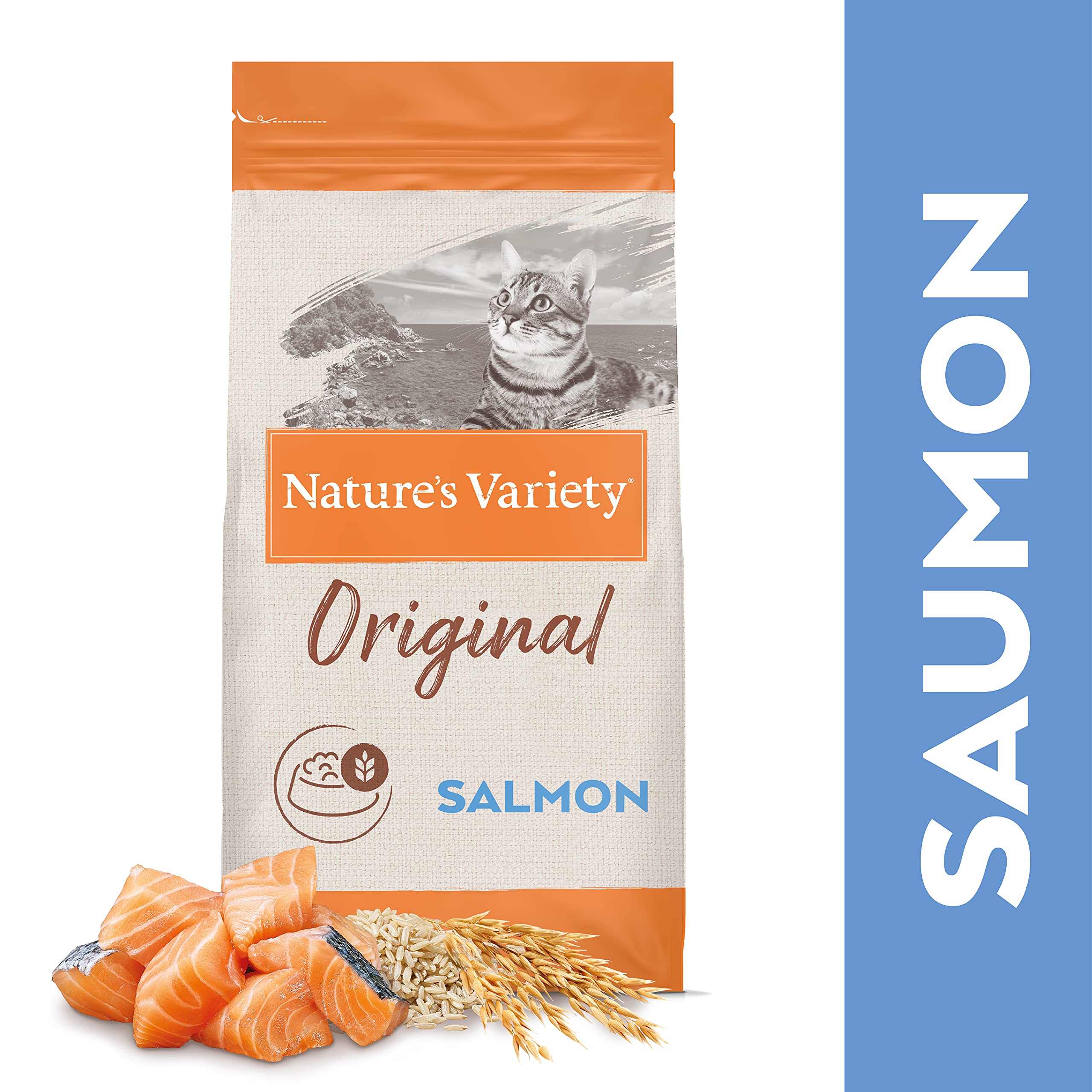 Nature's Variety Original, Pienso para Gatos Adultos con Pollo Deshuesado, 7kg & Original, Pienso para Gatos Adultos Esterilizados con Salmón sin Espinas, 7kg