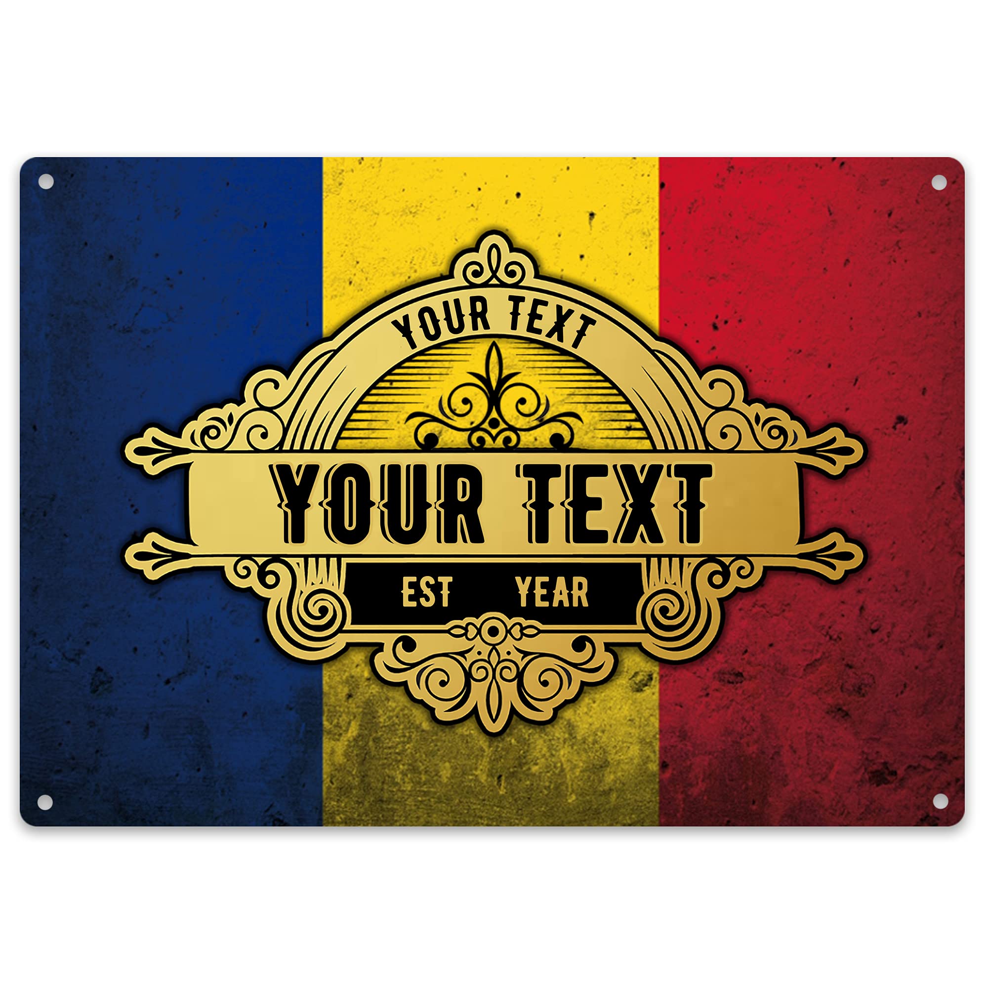 Romania Flag Bar Sign - Personalised Home Bar Accessories For Him - Vintage Romanian Gift For Man Cave or Pub, Home & Kitchen, Large