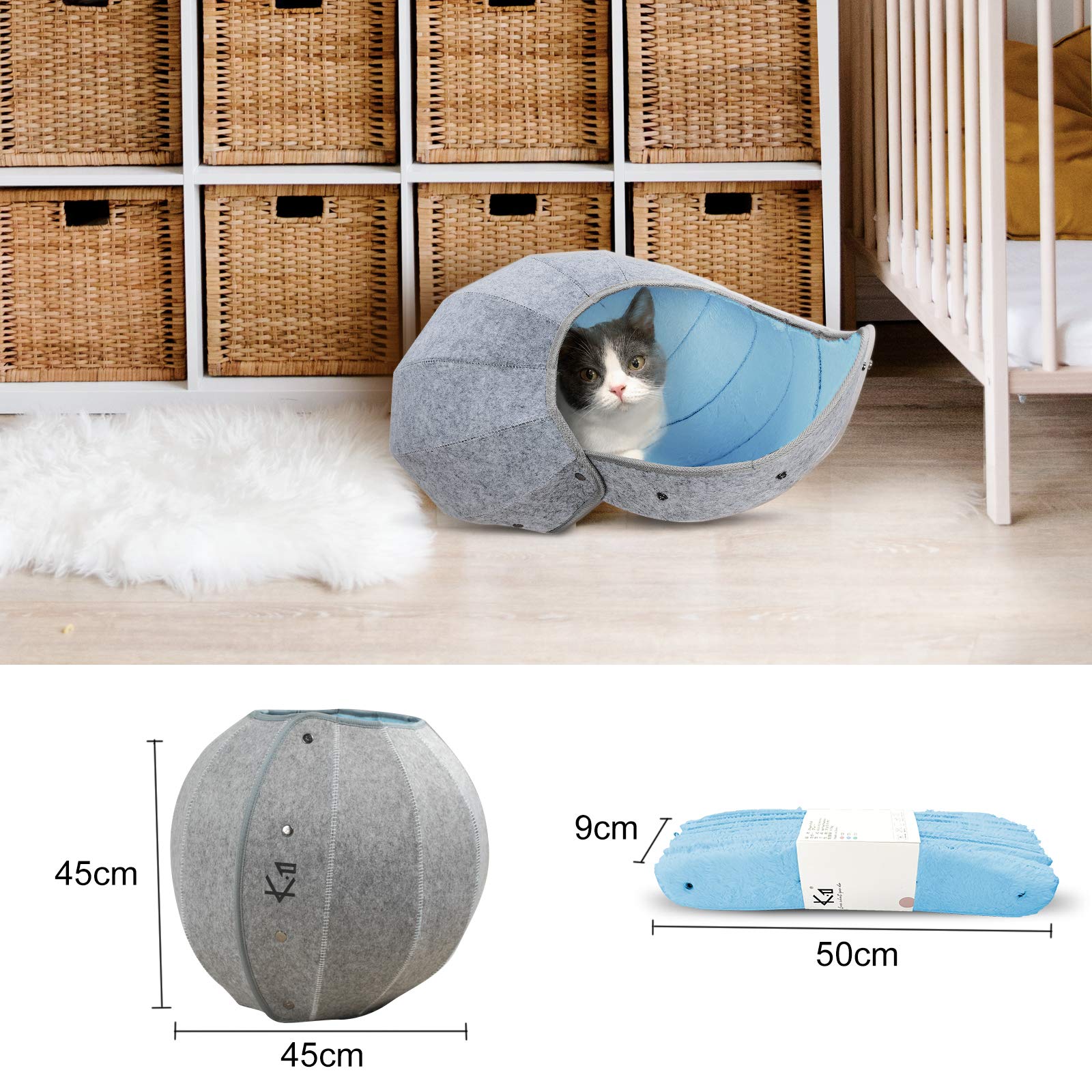 Amazon | K·1猫 ベッド 猫ハウス かわいい キャットハウス 折りたたみ