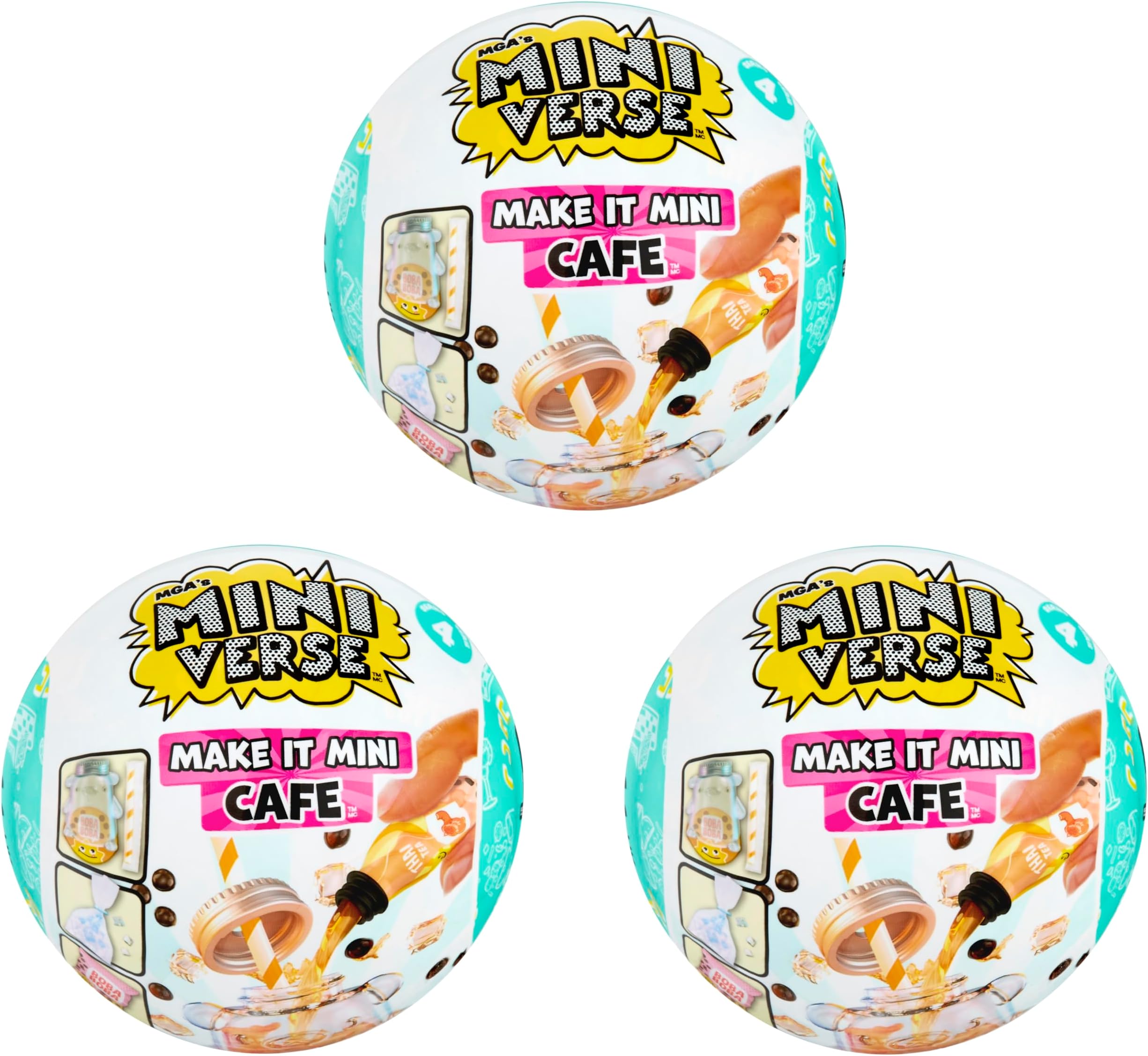 Make It Mini Cafe Series 4 (3 Pack), Mini Collectibles - Mystery Blind Packaging, DIY, Resin Play, Replica Food, NOT Edible, Collectors, 8+