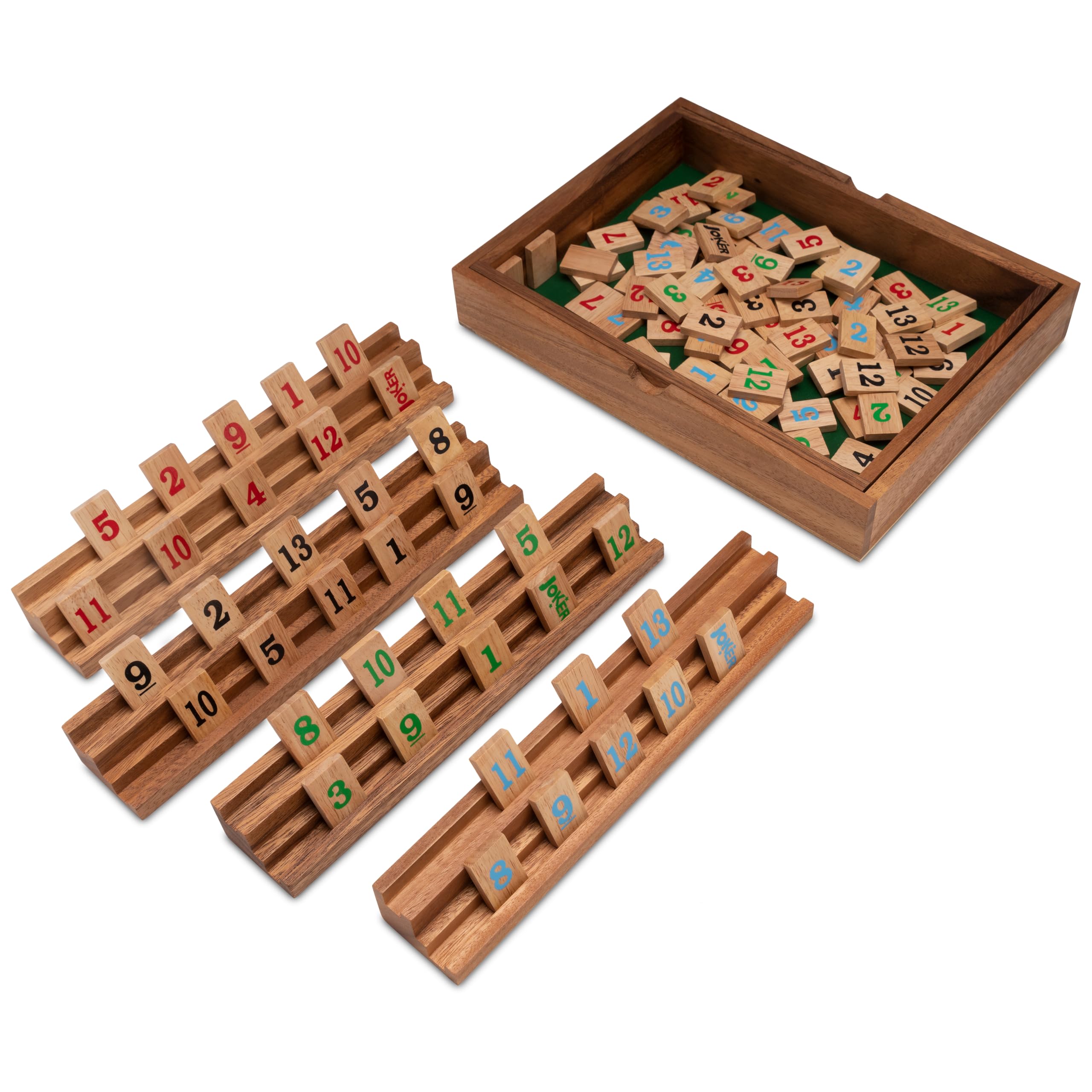 LOGOPLAY Rummy Gesellschaftsspiel Legespiel 108 Spielsteine Samena Hevea Holz