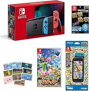 Nintendo Switch 本体 (ニンテンドースイッチ) Joy-Con(L) ネオンブルー/(R) ネオンレッド+New ポケモンスナップ -Switch (【早期購入特典】スペシャルタグ ラプラス『New ポケモンスナップ』ver. &amp;【Amazon.co.jp限定】ポケモンフォトブロマイドコレクション 同梱)+【任天堂ライセンス商品】Nintendo Switch専用液晶保護フィルム