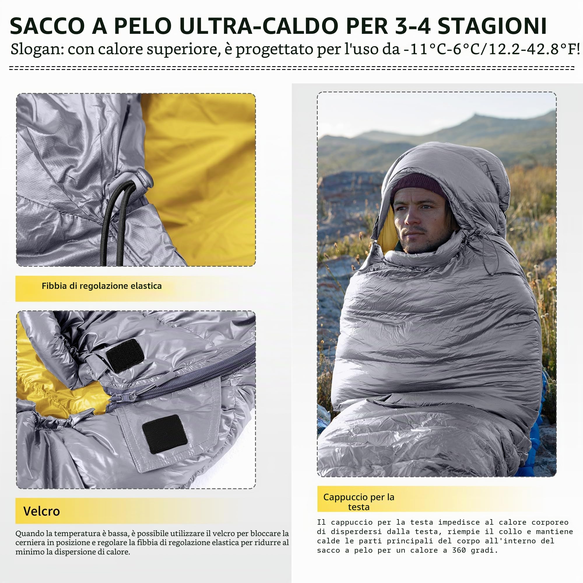 Naturehike Sacco a Pelo per Adulti, Ragazzi, per 3-4 Stagioni, Leggero, Impermeabile, Ultra-caldo Sacco a Pelo a Mummia per Interni, Campeggio, Escursionismo, Zaino in Spalla, Alpinismo