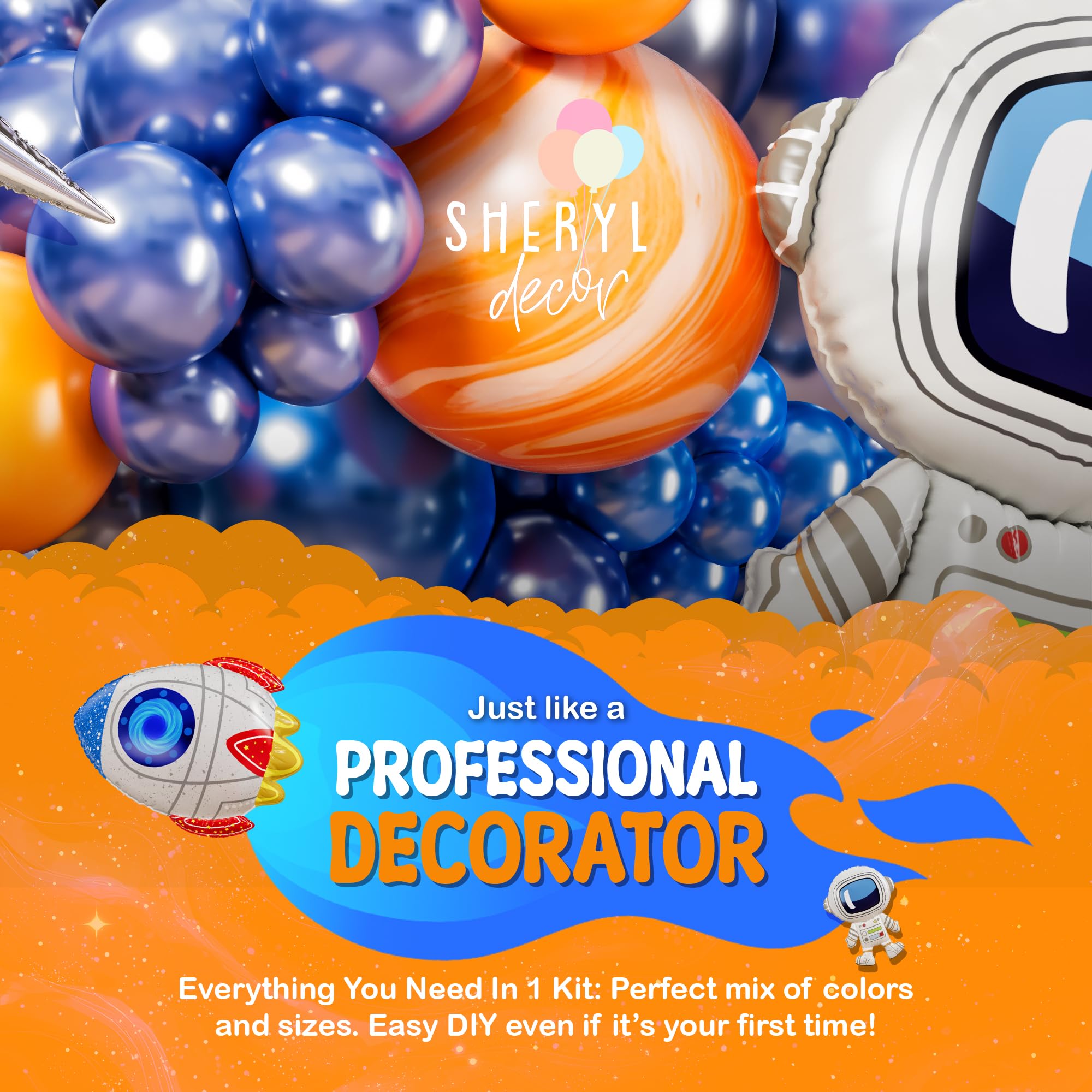 Space Orange Balloon Arch Kit — view 8