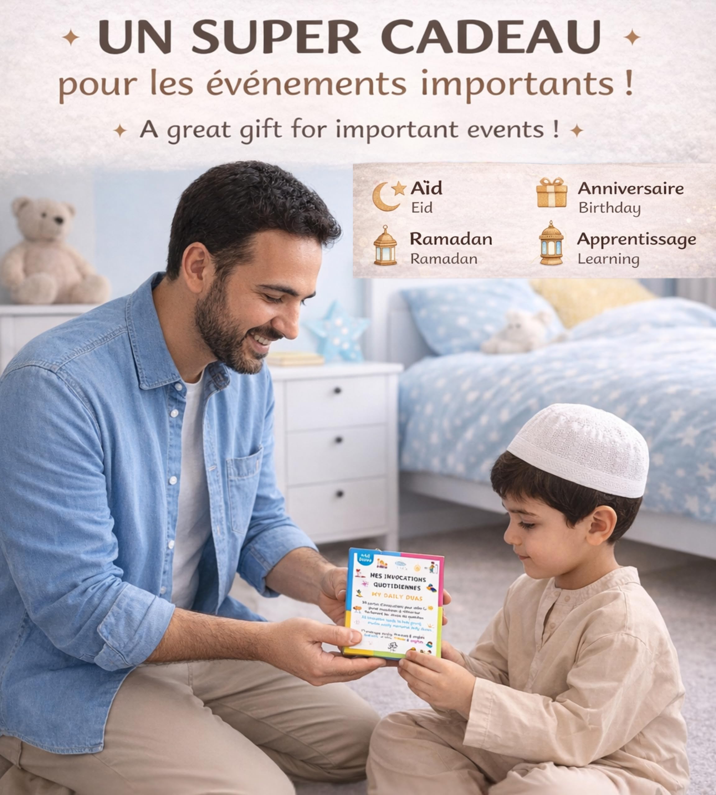 Apprendre l’Islam aux Enfants, Cartes d’invocations pour Enfant Musulman, +40 duas Quotidiennes la citadelle du Musulman, Facile et Pratique, Eid, Ramadan, Format Poche
