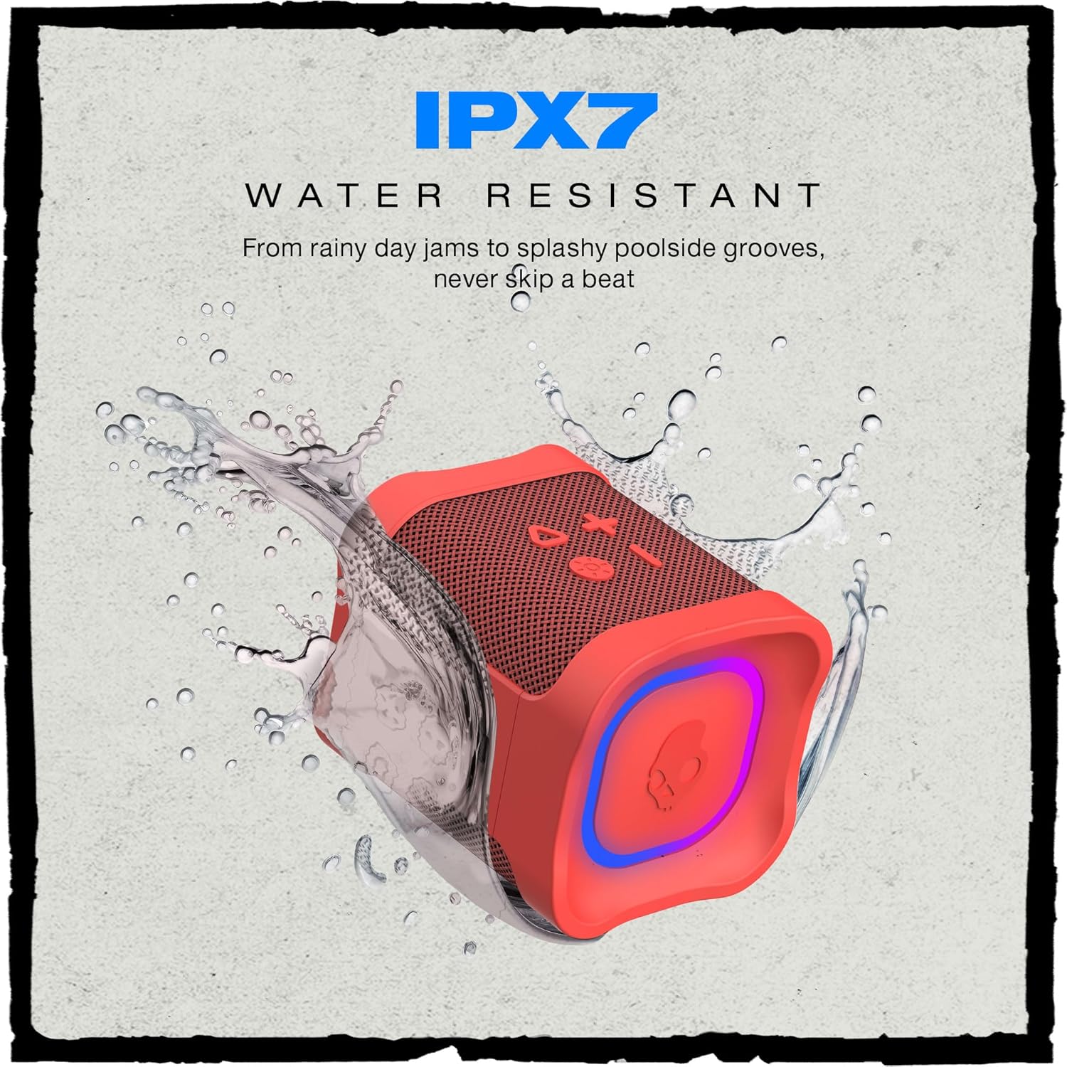 Skullcandy Terrain Mini 2 Wireless Bluetooth Speaker, IPX7 Water Resistant, 14H Battery, Multi-Link, LED Light Show, Lightweight & Portable (Red) - Image 4