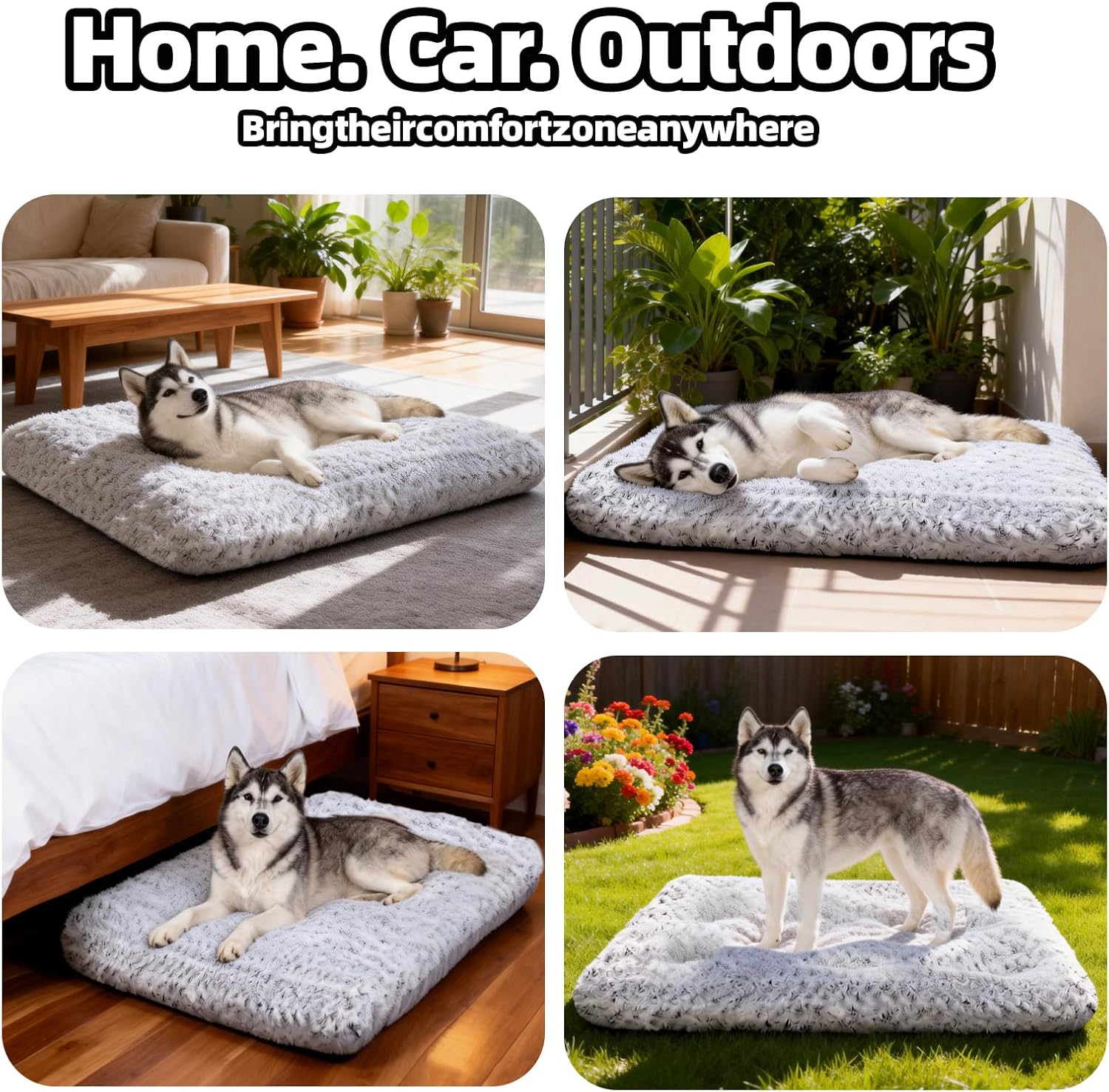 Extra Large Dog Bed Deluxe Plush, Washable Big Dog Beds, Indestructible Dog Crate Pad, Anti-Slip Soft Pet Bed, Comfy Kennel Pad for Large, Jumbo, Small, Medium Dogs Extra, 41"x 27"-XXL, Light Gray