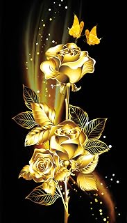 ROSTITCH pre-Printed Cross Stitch Kits for Beginner,Adults Needlepoint Cross-Stitch,Needlecrafts Embroidery Kits Black Golden Roses Arts Home Decor as GIF 19x31ins (Golden)