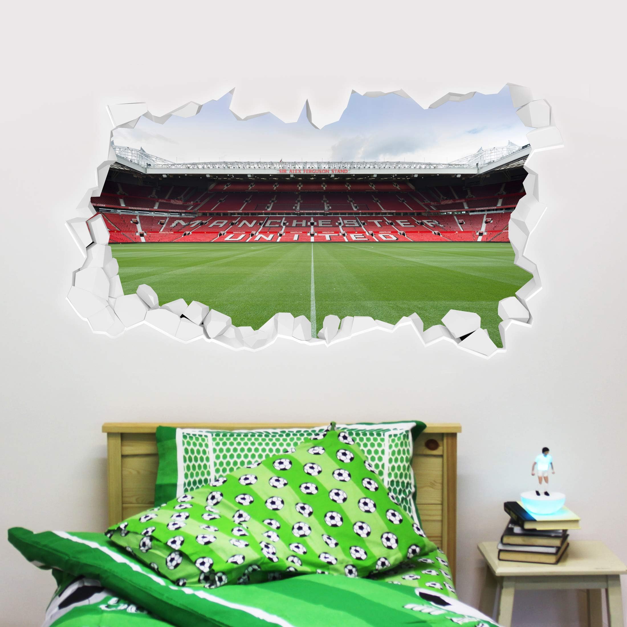 Manchester United Football Club Official Broken Wall Old Trafford Stadium Wall Sticker Decal Wall Art (90cm x 45cm)