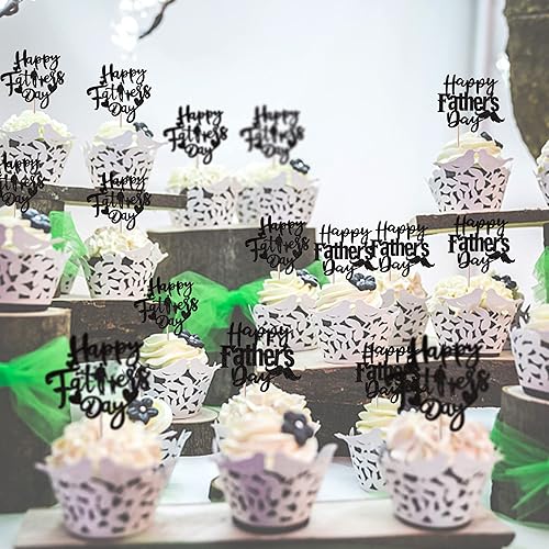 Miniatura 5 de Paquete de 24 adornos para cupcakes con purpurina para el Día del Padre, para el Día del Padre, amor, papá, bigote, decoraciones de cumpleaños,