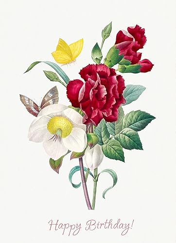 Miniatura 8 de PIXILUV Tarjeta de felicitación de feliz cumpleaños ~ Elegante orquídea blanca flores Vintage ilustración ~ Deseos de cumpleaños Vintage Tarjeta