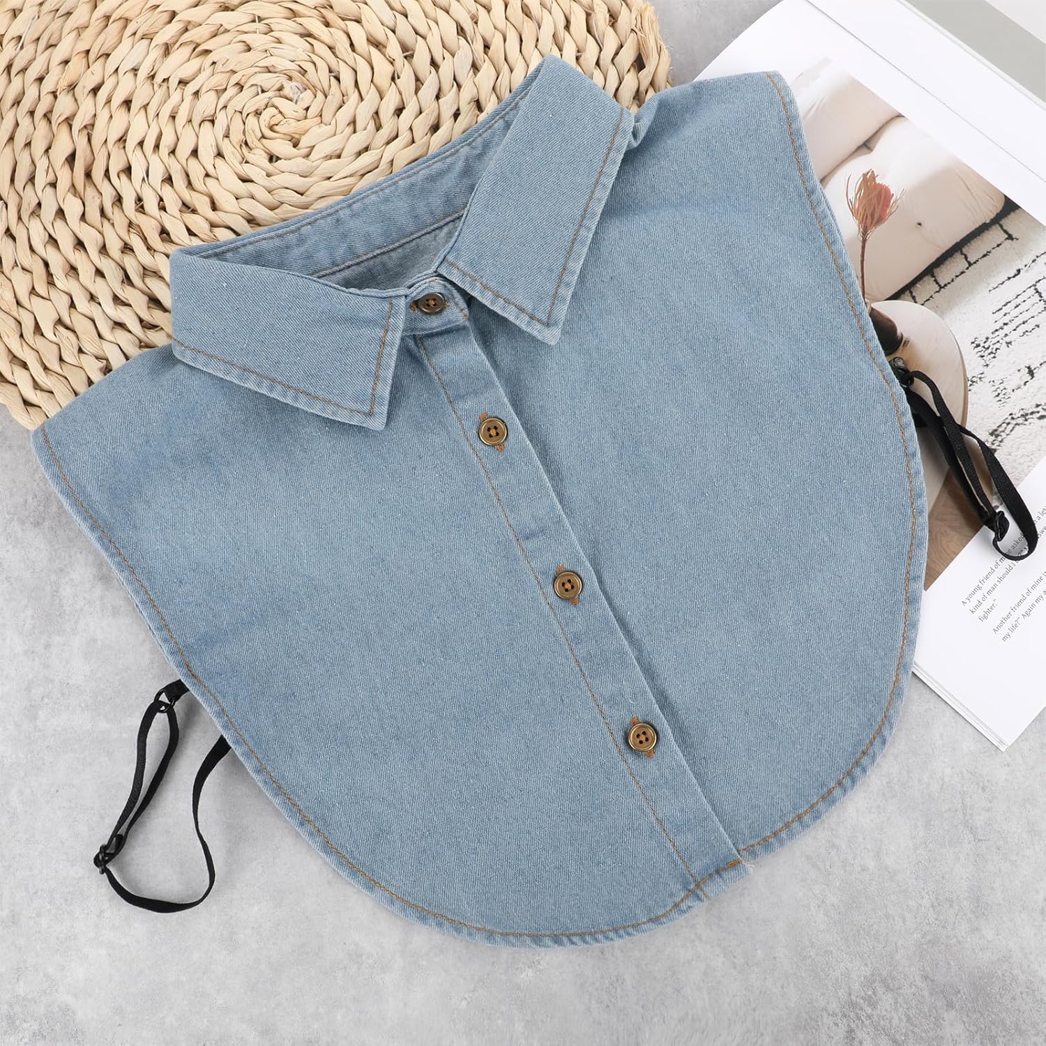 Denim Fake Collar for Women, Faux Shirt Collar Women's Denim Shirt Detachable Dickey Collar for Women Under Blouse - Image 2