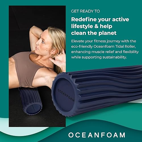 Miniatura 3 de Oceanfoam Tidal Roller - Rodillo de espuma para masaje muscular para dolor de espalda y estiramientos, textura firme y ergonómica de onda ancha,