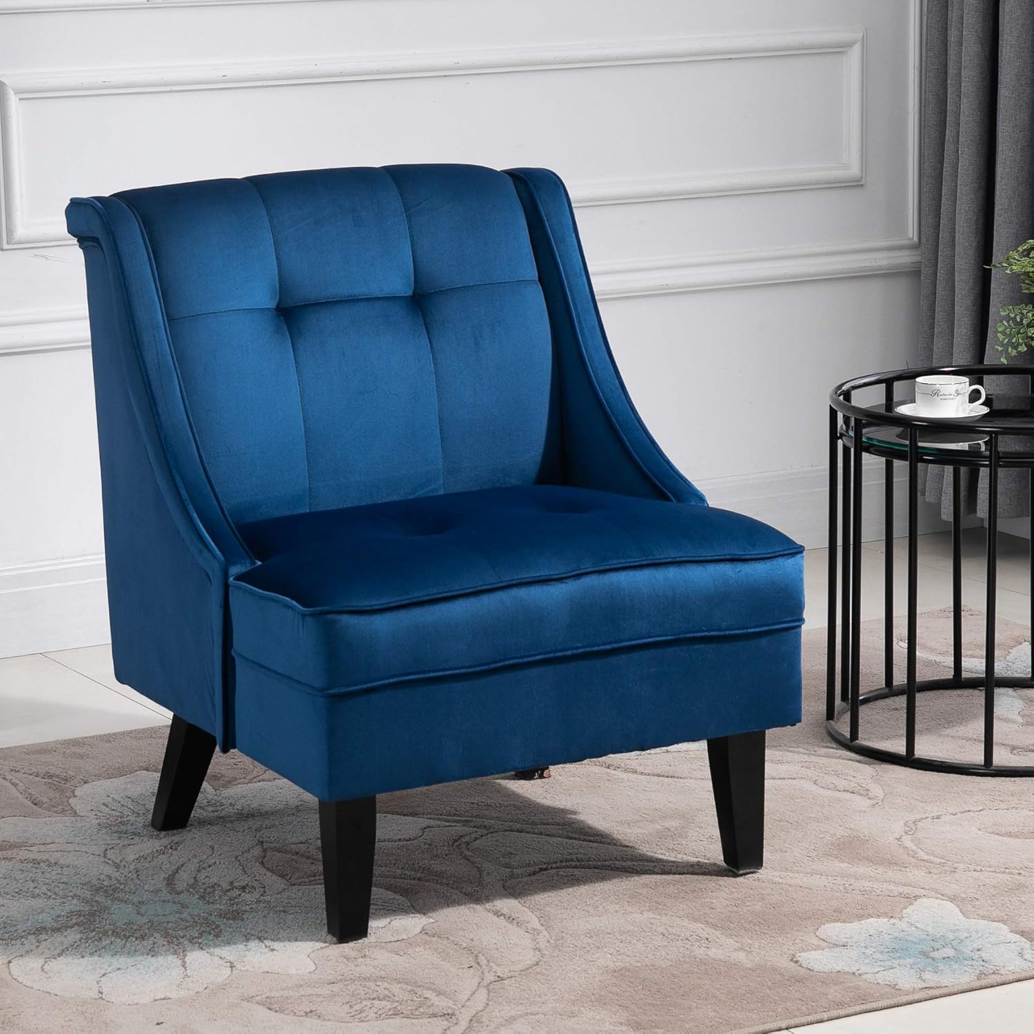 Buy Homcom Upholstered Accent Chair Modern Winged Tufted Contemporary Single Sofa Chair With Rubber Wood Legs Buy Homcom Upholstered Accent Chair Modern Winged Tufted Contemporary Single Sofa Chair With Rubber Wood Legs