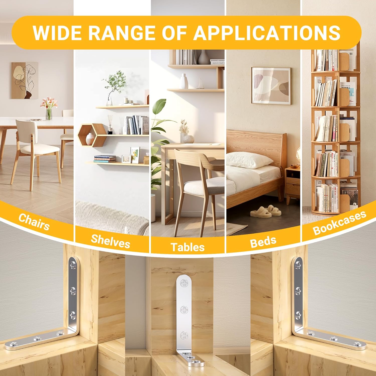 25Pcs Stainless Steel Angle Brackets, 3”x 3” Heavy Duty Corner Brackets,Metal Corner Braces for Wood, 3MM 90 Degree Joint Hardware, 3inch l Bracket for Shelves Wood Furniture Cabinet Chairs Bookshelf