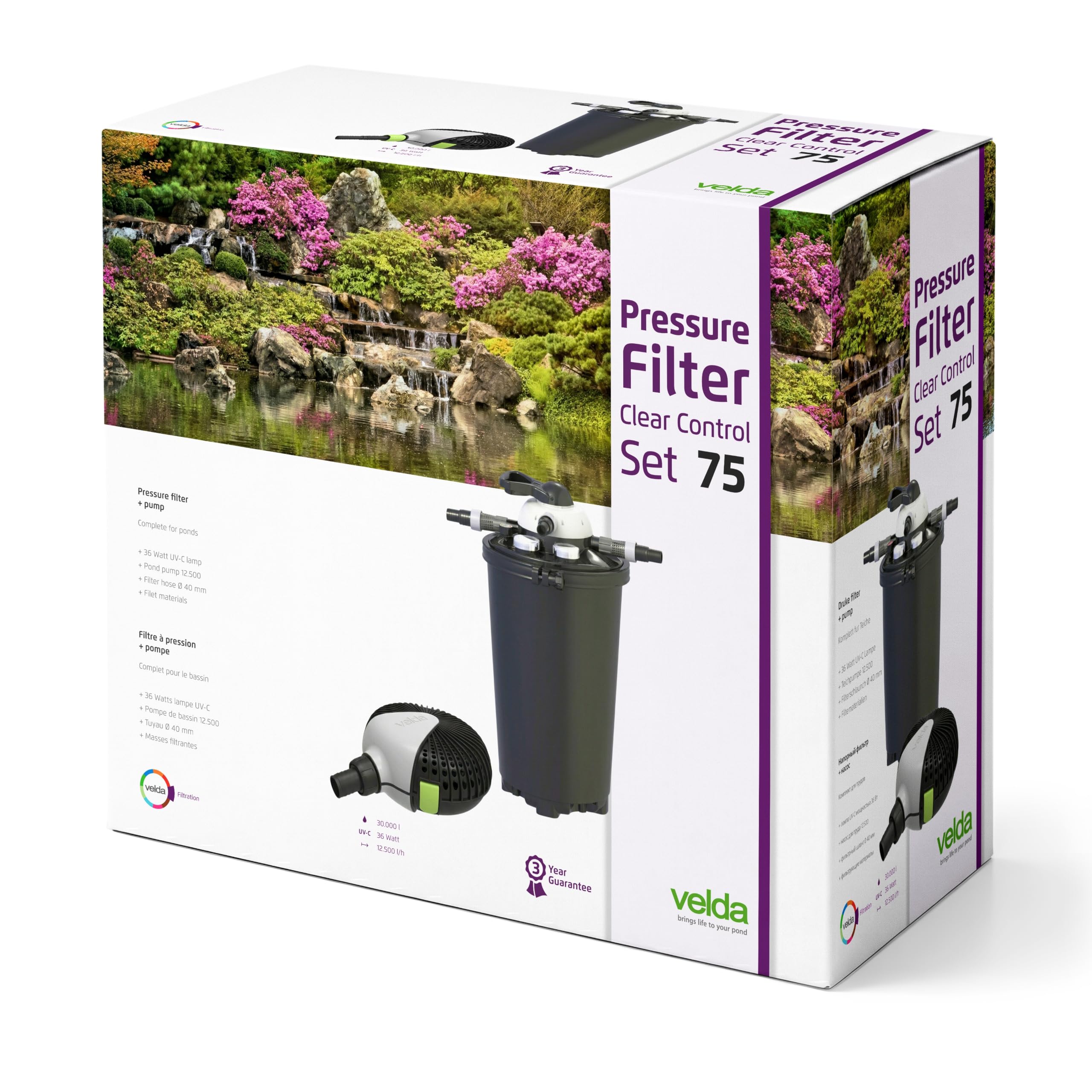 velda 126372 - Juego Completo de filtros de presión, Color Negro