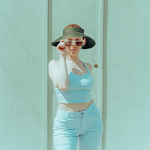 Miniatura 3 de DOOVID Sombreros de paja de verano para mujer, sombrero de ala ancha, protección UV, visera plegable, sombrero de playa para mujer