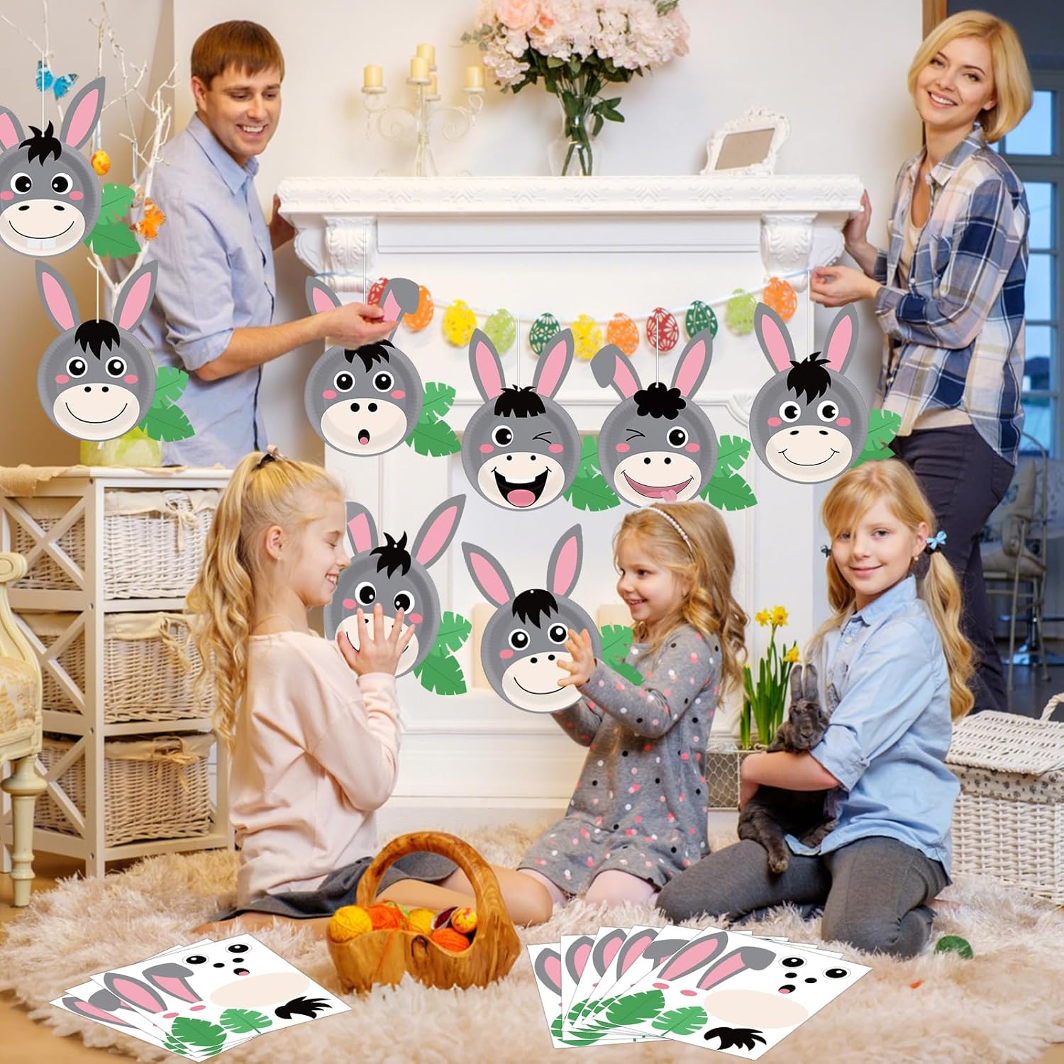 gisgfim 30 Sets Easter Donkey Crafts Kit Easter Palm Sunday Party DIY Plate Arts Craft Kits Make a Donkey Ornaments Decorations Party Favors Gifts Supplies for VBS Home Family Activities