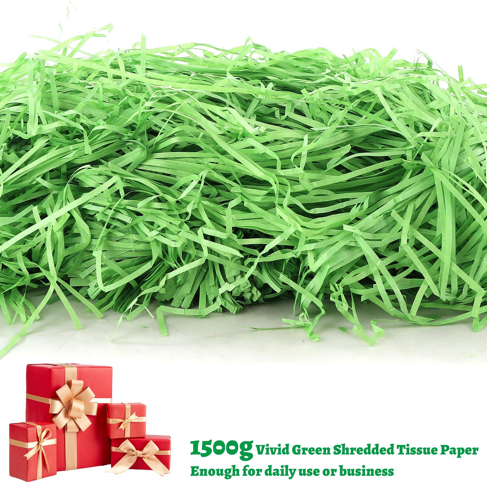 WOPPLXY Boîte cadeau en papier de soie déchiquetée Vert 1,5 kg