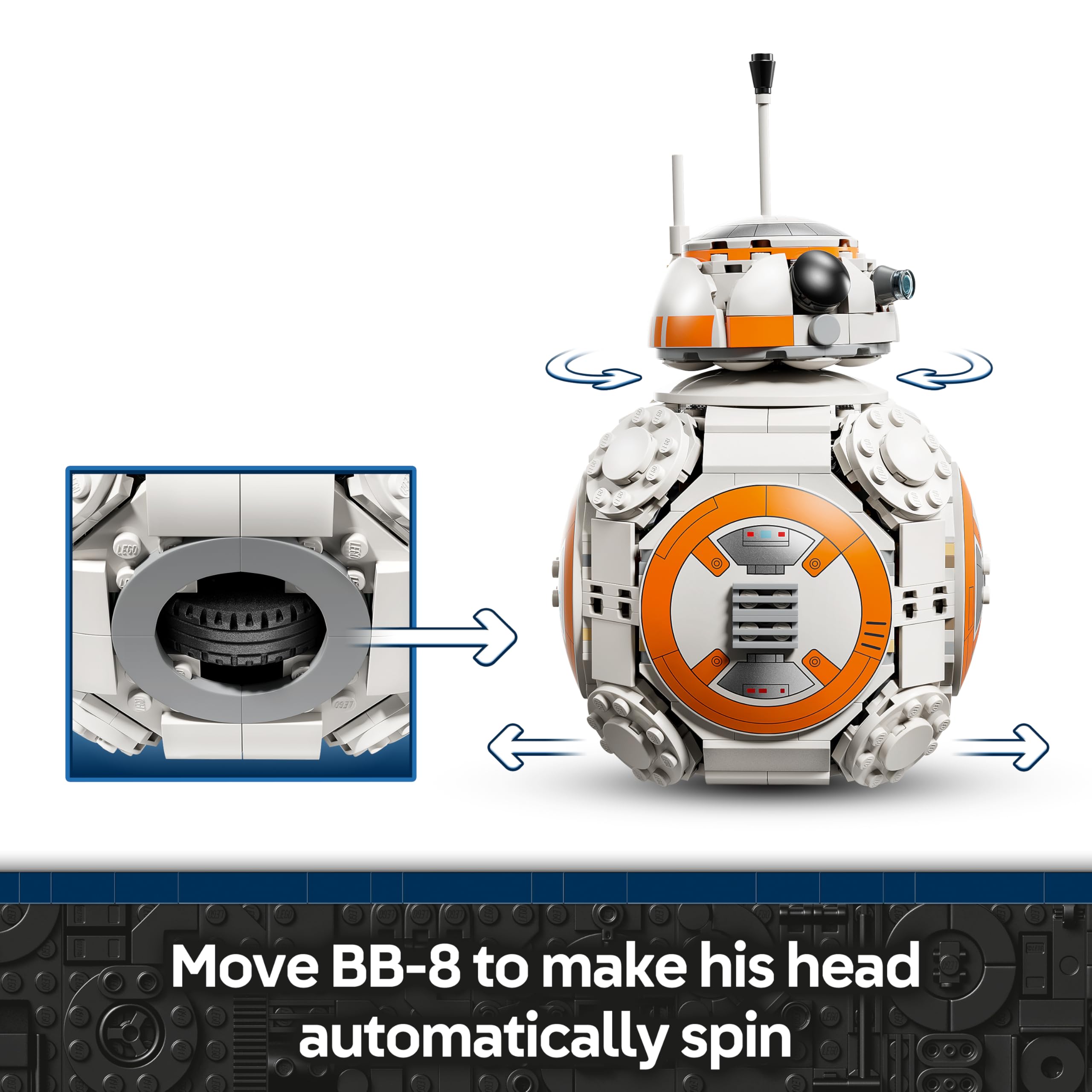 LEGO Star Wars 75452 BB-8 Astromech Droid Figure Model Kit, Building Toy w/a Spinning Head & Wheel, Bedroom Decor Idea - Image 3