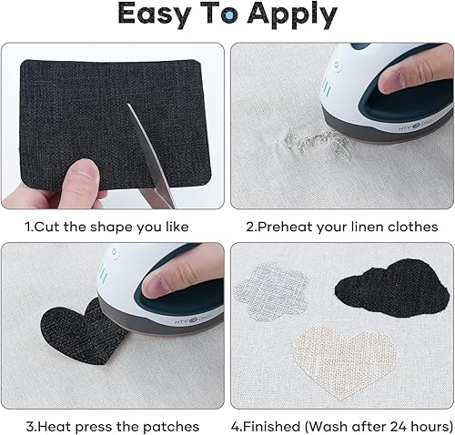 Miniatura 6 de HTVRONT Parches termoadhesivos para reparación de ropa, paquete de 20 parches de reparación de lino negro, duraderos y de alta calidad, parches de