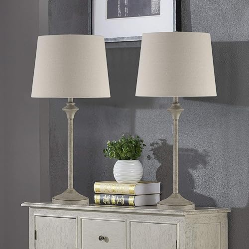 Miniatura 8 de Juego de 2 lámparas modernas de buffet para sala de estar, lámpara de mesa industrial de 26 pulgadas de alto, luz de noche de metal con pantalla de