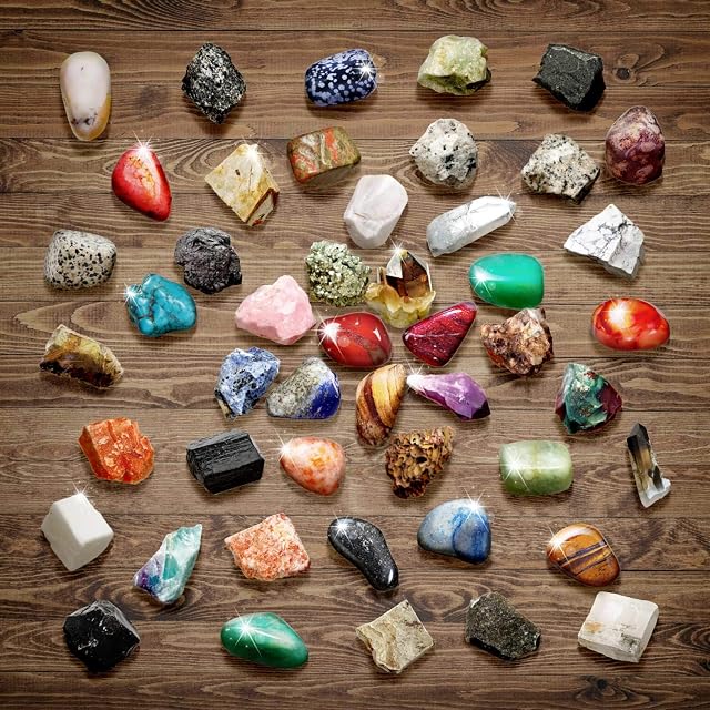 Foto 8 de 8 de Dr. Daz Gem Collection - Kit de 48 piezas de minerales de roca para niños con hoja de identificación…