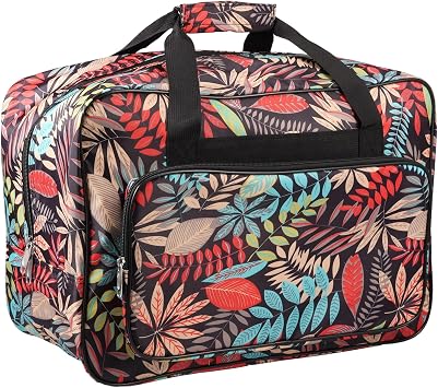 Sewing Machine Bag Large Capacity Sewing Machine Carrying Case Oxford Waterproof Tote Storage Bag with Zipper Pockets and HandlesBrick red