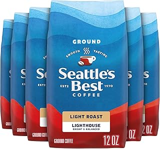 Seattle’s Best Coffee, Light Roast Ground Coffee, Lighthouse, 100% Arabica, 6 Bags (12 oz Each)