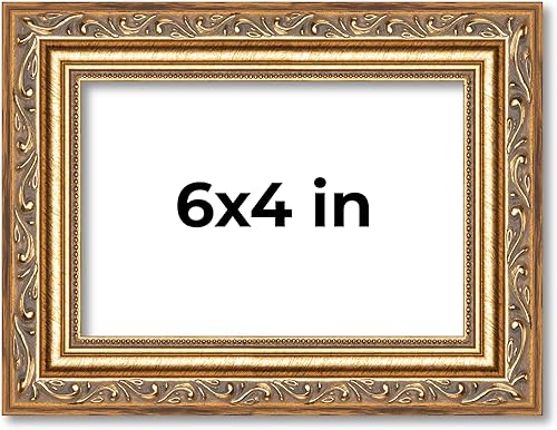 Vista 226 de Poster Palooza Marco de fotos de madera tradicional dorado antiguo de 6 x 18 pulgadas con plexiglás acrílico UV, respaldo de tablero de espuma