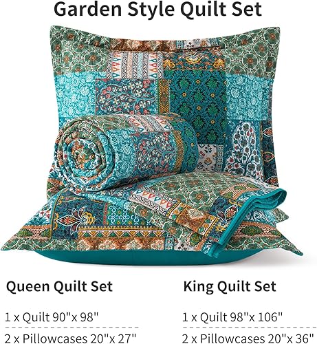 Vista 25 de BEDISELY Colchas de algodón tamaño Queen, colcha ligera estilo granja tamaño Queen (90 x 98 pulgadas), juego de ropa de cama floral suave y Casa