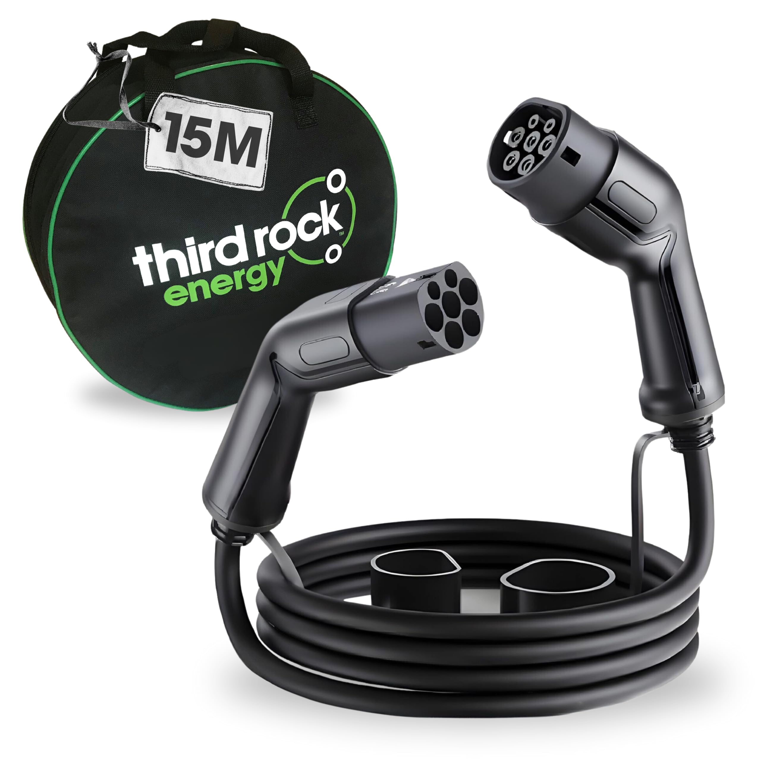 Type 2 to Type 2 EV charging cable MODE 3-15 METRE - Single Phase 7.4kW, 32A - FREE EV Cable Bag