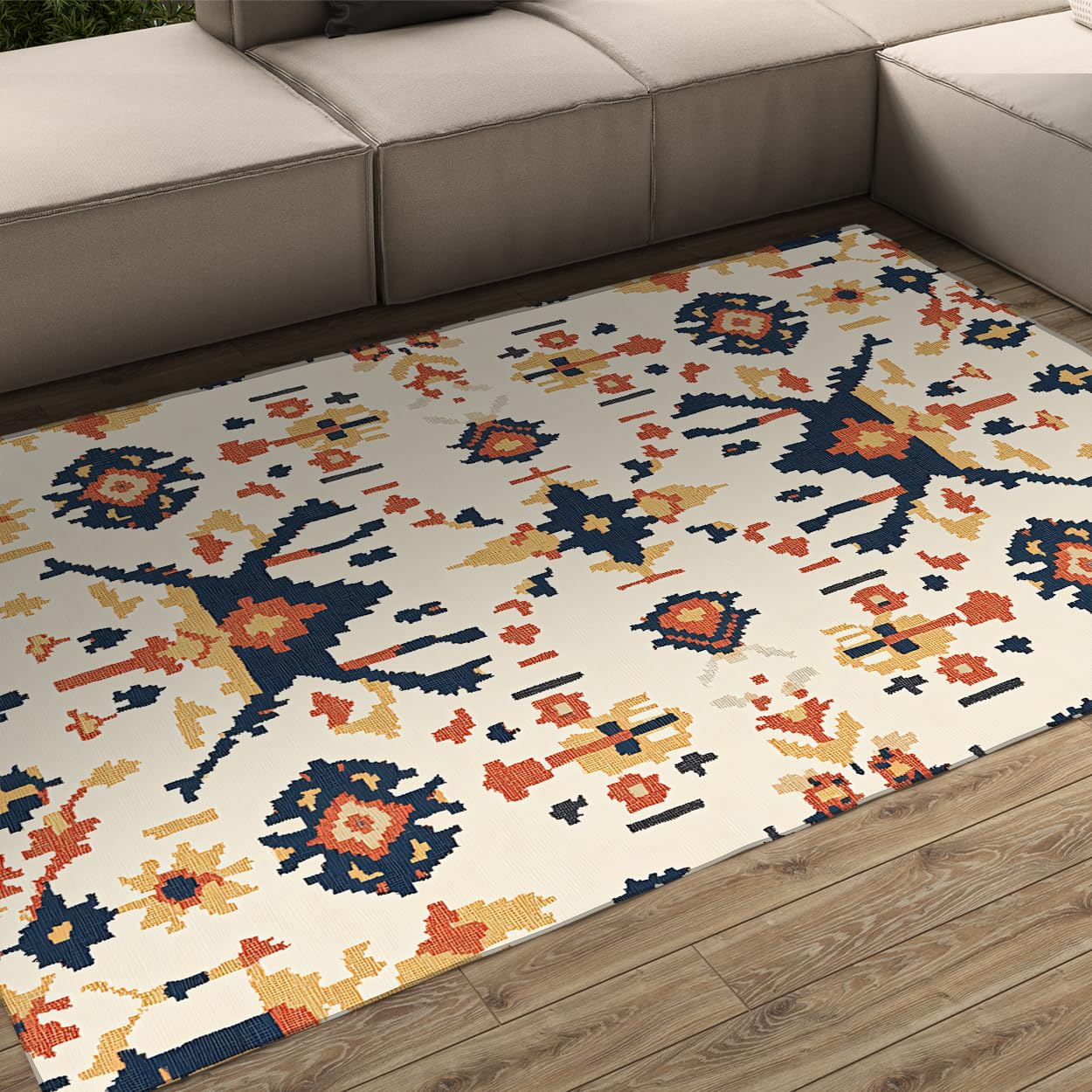 Tapis géométrique haut de gamme motif aztèque et tissage rétro 160x230