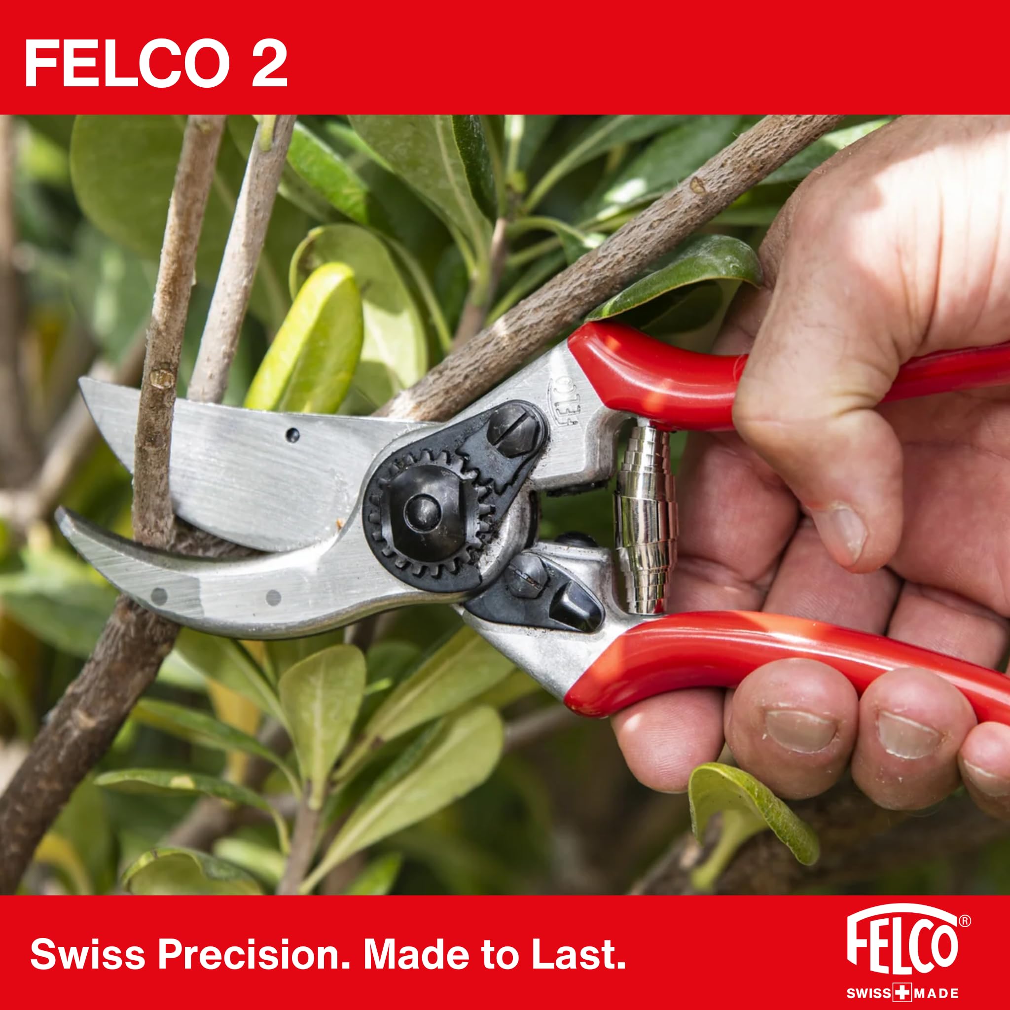FELCO 2 Tijera de Podar Profesional Bypass 25 mm para Mano Derecha y Manos Grandes + Afilador Multifunción FELCO 905 para Mantenimiento Preciso y Duradero