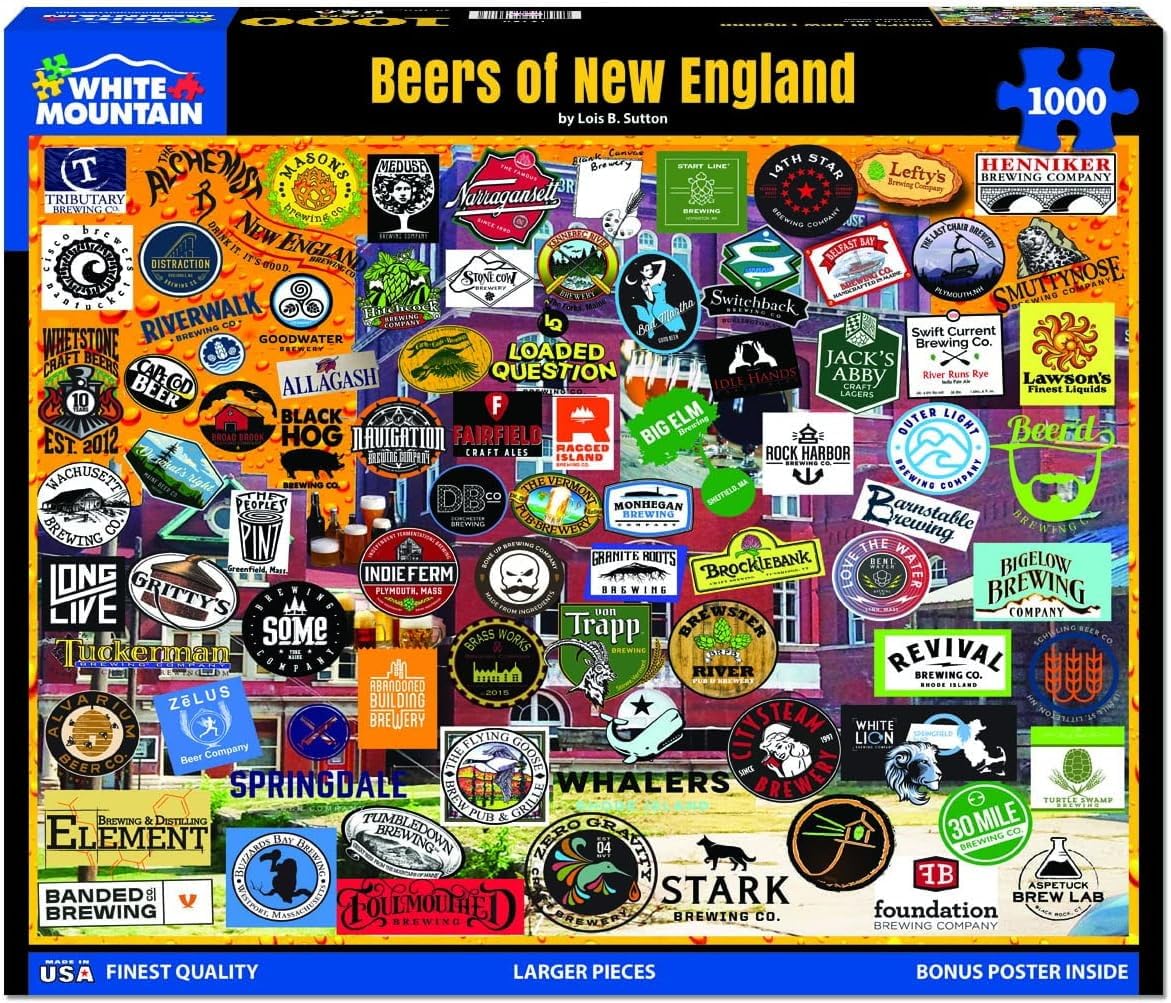 Puzzles Beers of New England 1000 Piece Jigsaw Puzzle