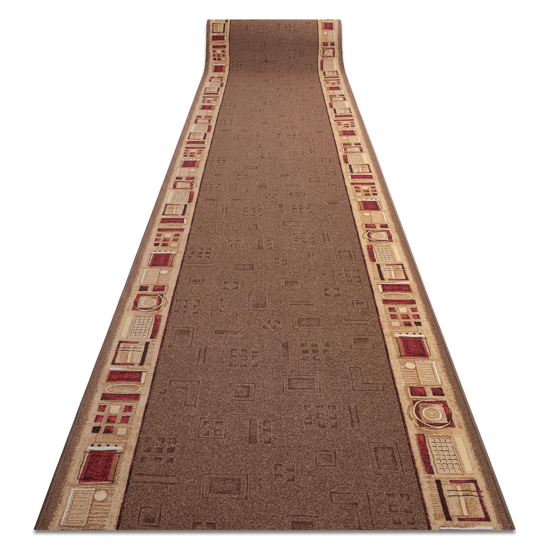 rugsx Antirutsch Teppichläufer JENA - moderner Kurzflor für Küche, Flur & Wohnzimmer, Meterware, braun 120x400 cm