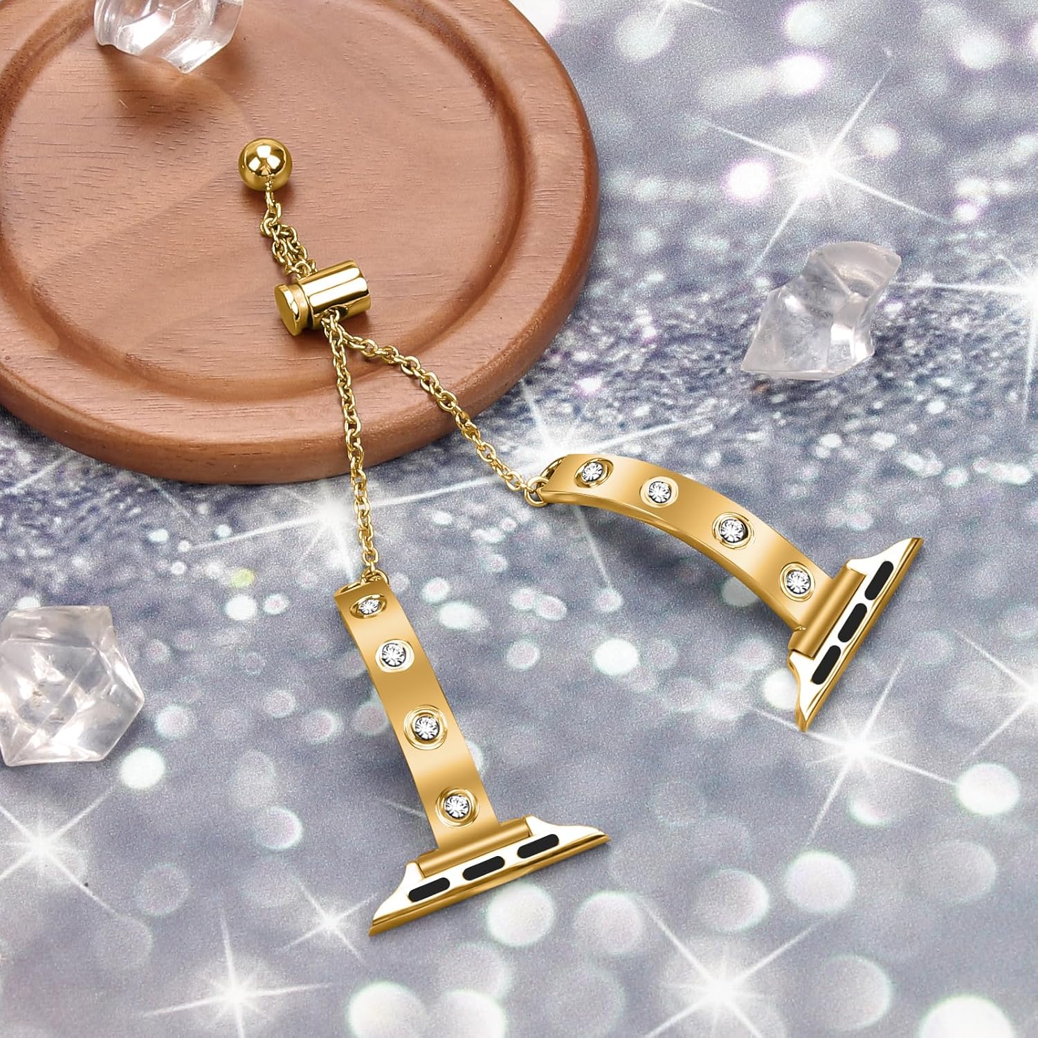 YouthRun Stainless Steel Band Compatible with Apple Watch 38mm 40mm 41mm 42mm 44mm 45mm 46mm 49mm Pretty Luxury Strap with Sparkle Diamond, Dressy iWatch Bracelet, Bling Thin Band for Women - Image 3